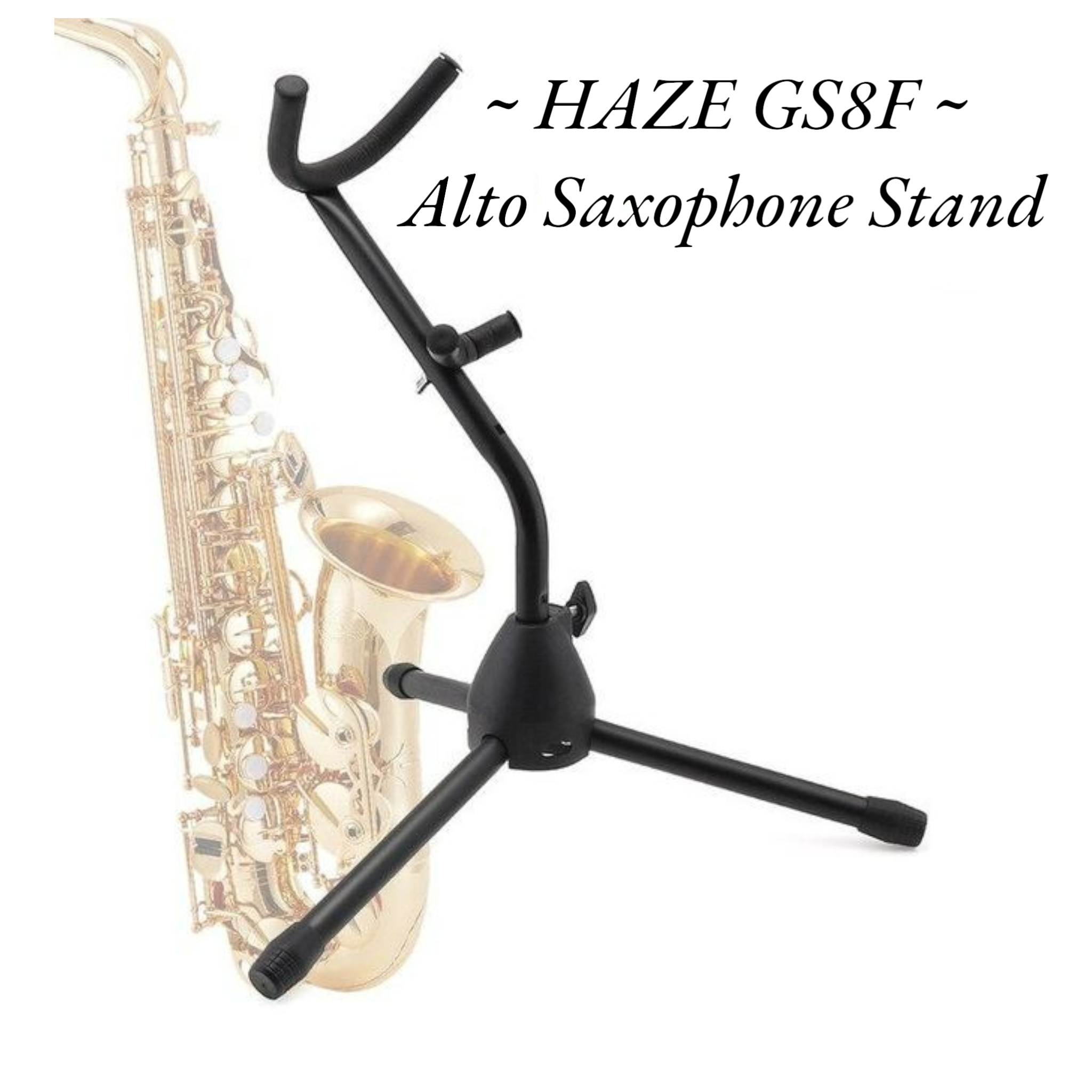 Haze GS8F Lightweight Tubular Metal Alto Saxophone Stand w/ Foldable Tripod Legs