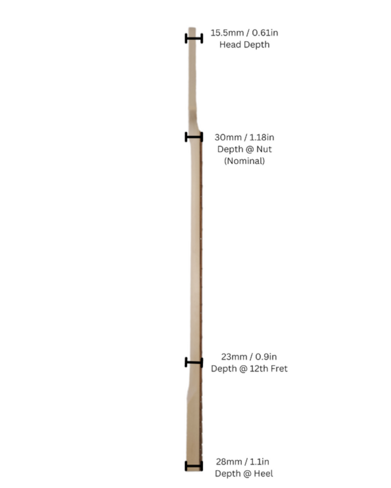 Haze Electric Bass Replacement Neck | Model HSPB1910GNS1W | Natural Finish