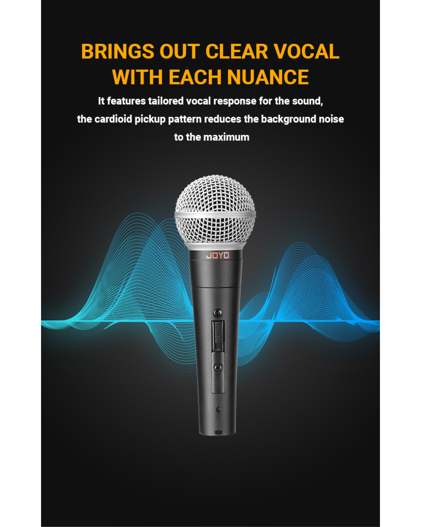 Joyo Professional Dynamic Vocal XLR Microphone w/ 5m Microphone Cable & Hard Carry Case - DM1