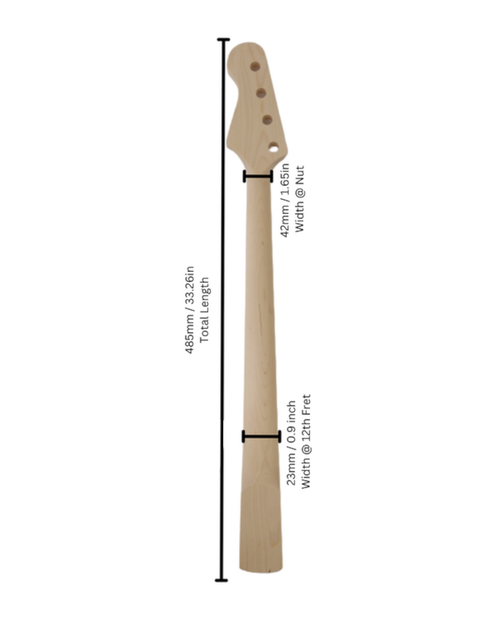 Haze Electric Bass Replacement Neck | Model HSPB1910GNS1W | Natural Finish