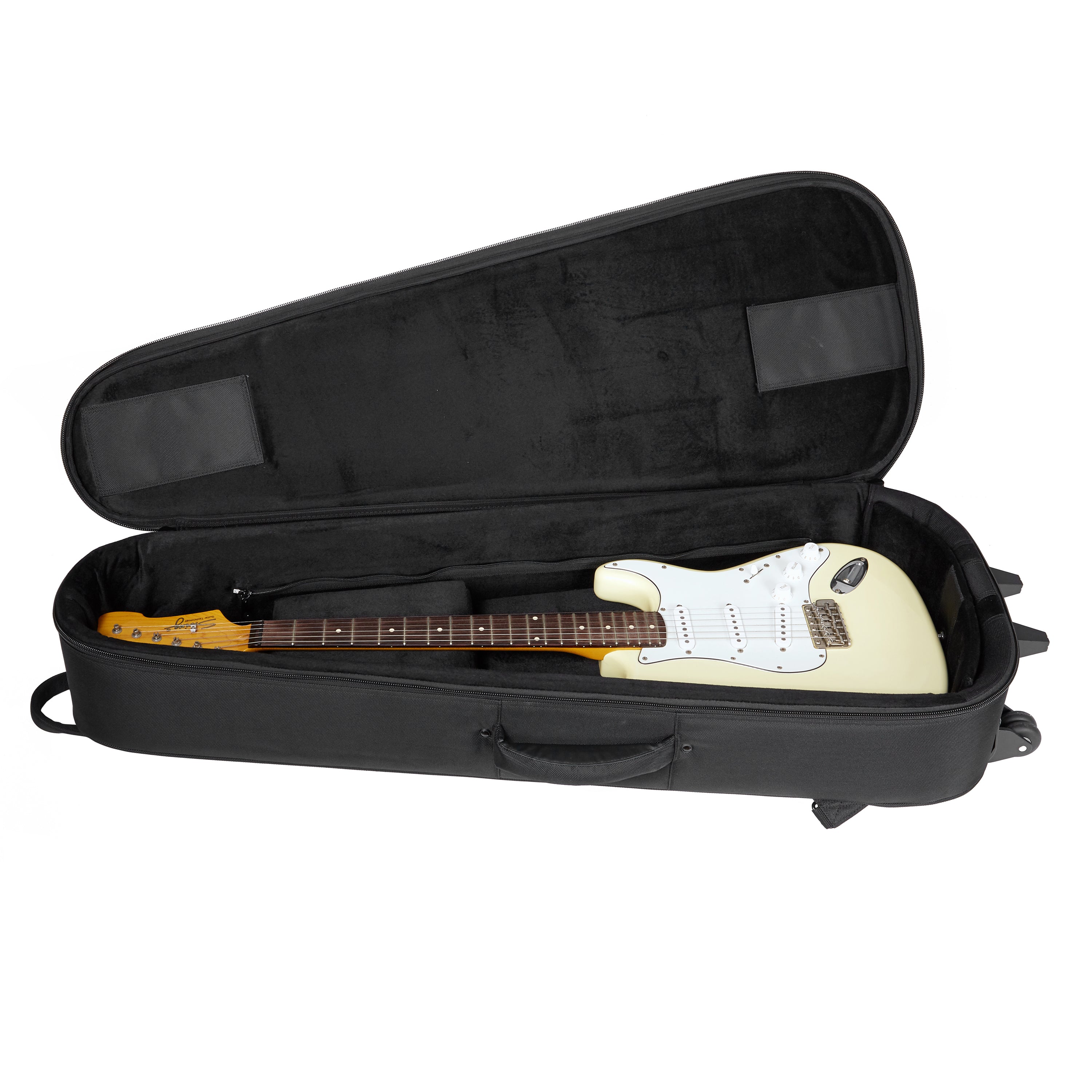 Music Area AA31 30mm Padded Weather-Proof Reinforced ABS Hard Shell Dual Electric Guitar Case w/ Wheels - AA312EGBLK
