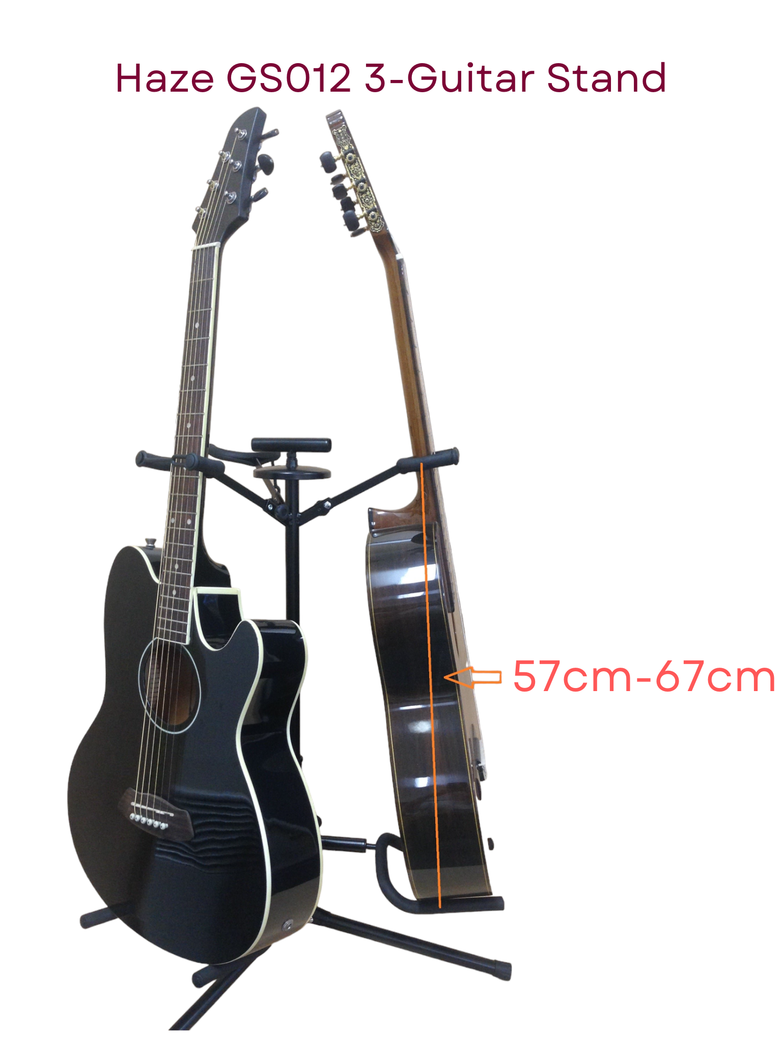 Haze GS012 Metal-Rubber Tripod 3-Guitar Stand