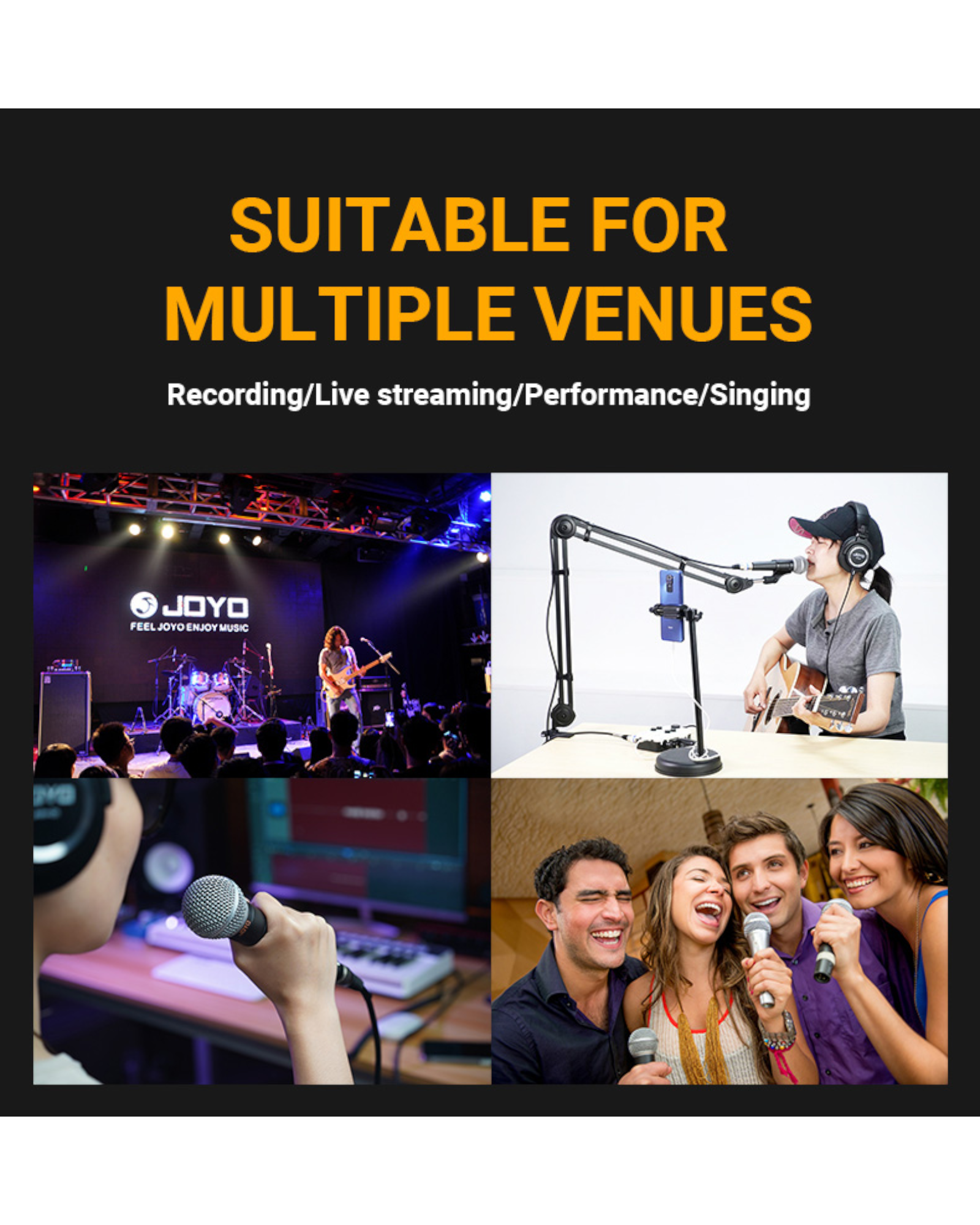 Joyo Professional Dynamic Vocal XLR Microphone w/ 5m Microphone Cable & Hard Carry Case - DM1