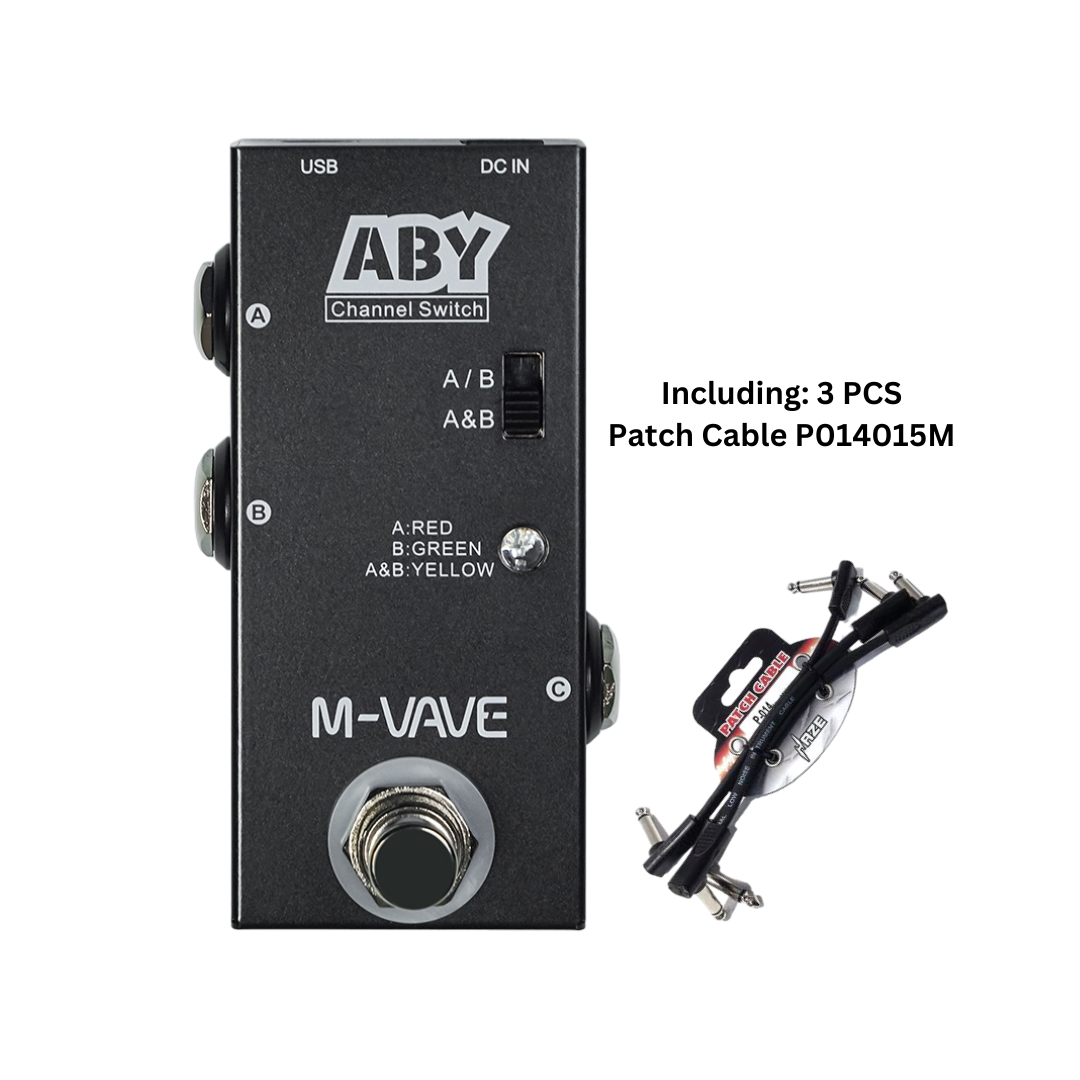 Electric Guitar Effect Pedal ABY Line Channel Pedal with Bonus Patch Cables - ABYP014015M - model ABY