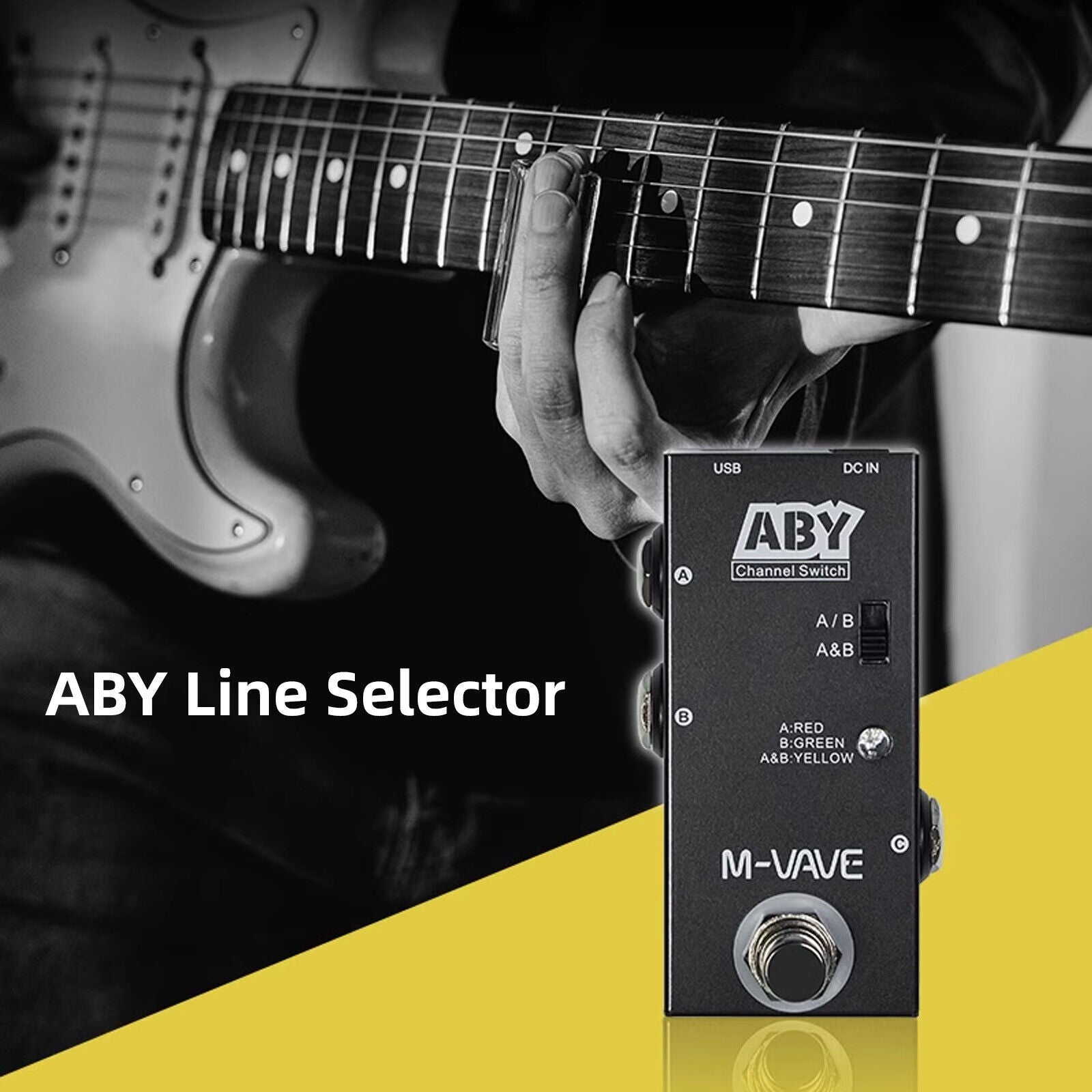 Electric Guitar Effect Pedal ABY Line Channel Pedal with Bonus Patch Cables - ABYP014015M - model ABY