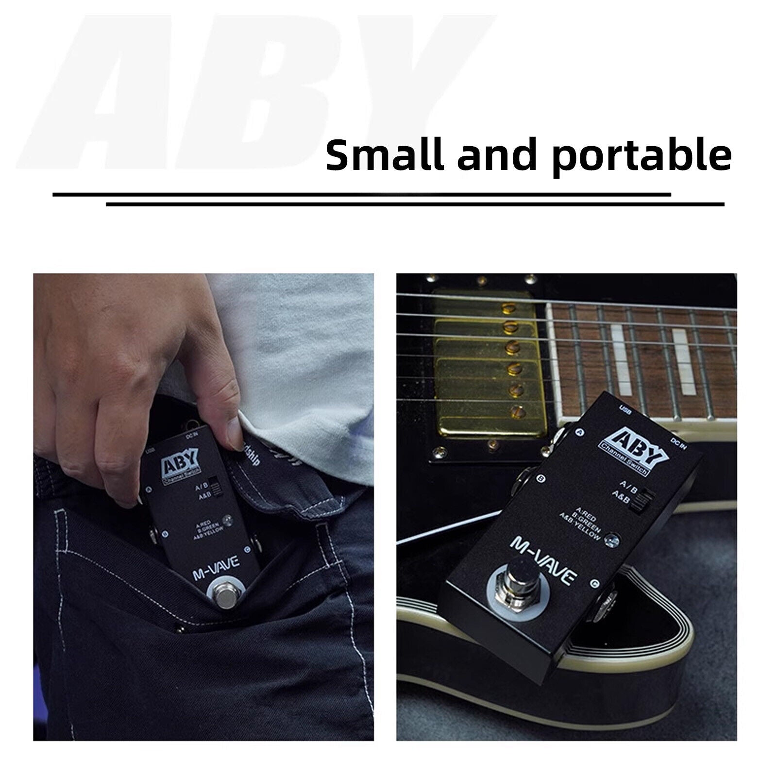 Electric Guitar Effect Pedal ABY Line Channel Pedal with Bonus Patch Cables - ABYP014015M - model ABY