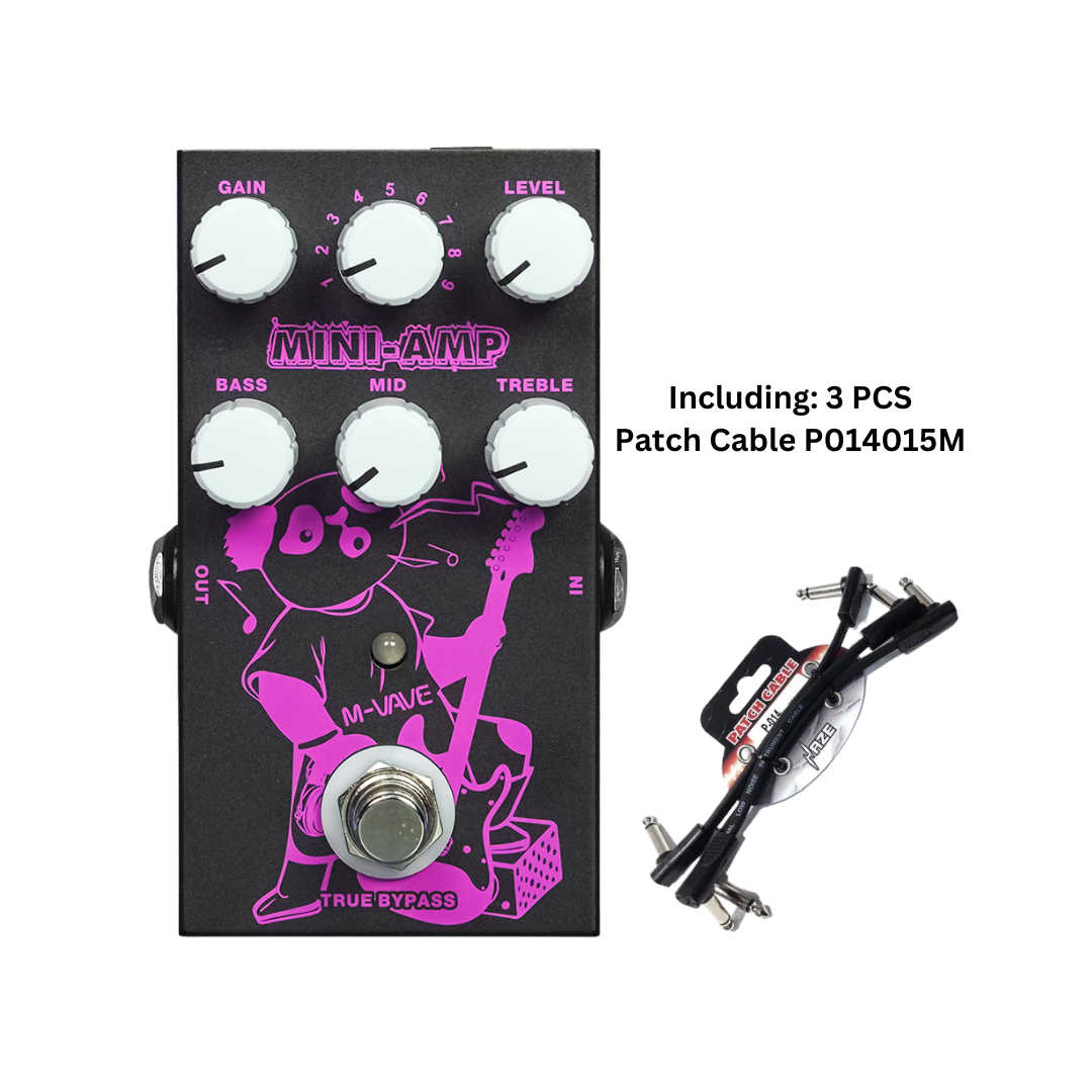 M-VAVE MINI-AMP Pre-amp Simulation Guitar Effect Pedal with Bonus Patch Cables - MINIAMPP014015M
