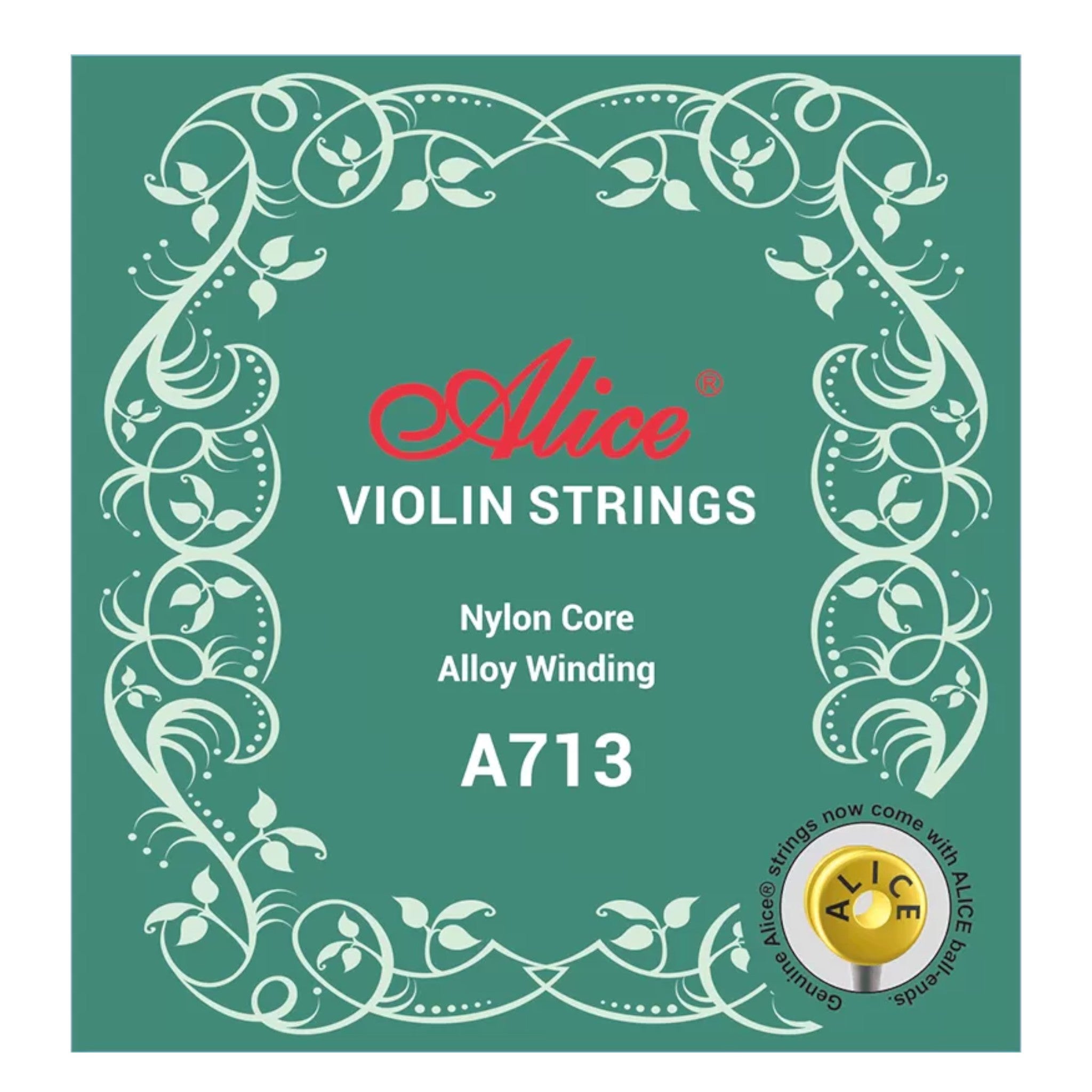 Alice A713 Violin Strings Set - Synthetic Nylon Core - Full Size 4/4