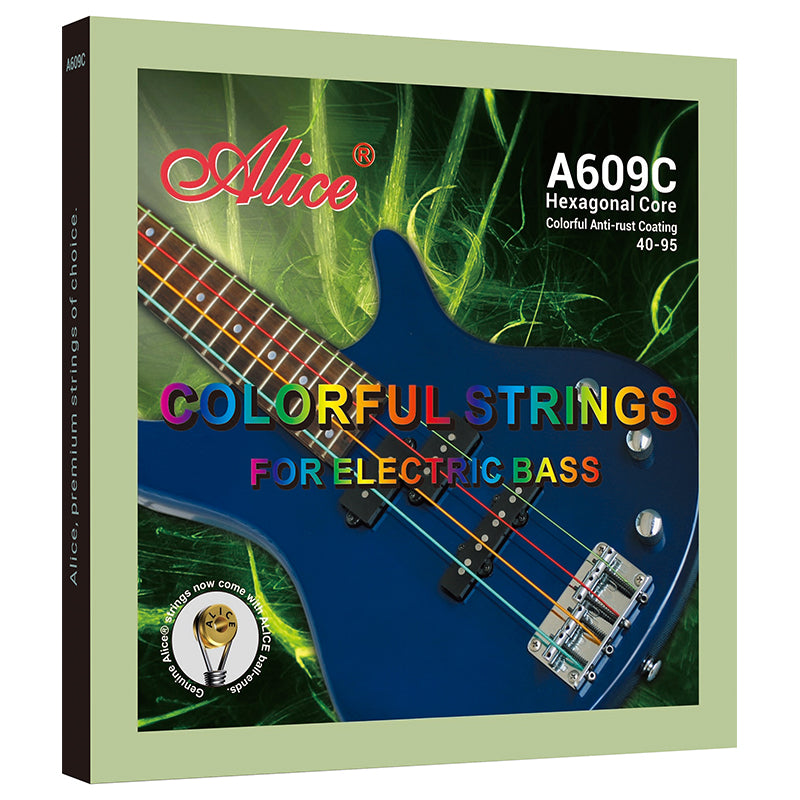 Alice A609C 4-String Electric Bass Guitar Strings,Multi-colored, 0.04~0.095 inch