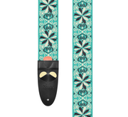 Amumu PET02JGN Hootenanny Jacquard Woven Guitar Strap Green Polyester