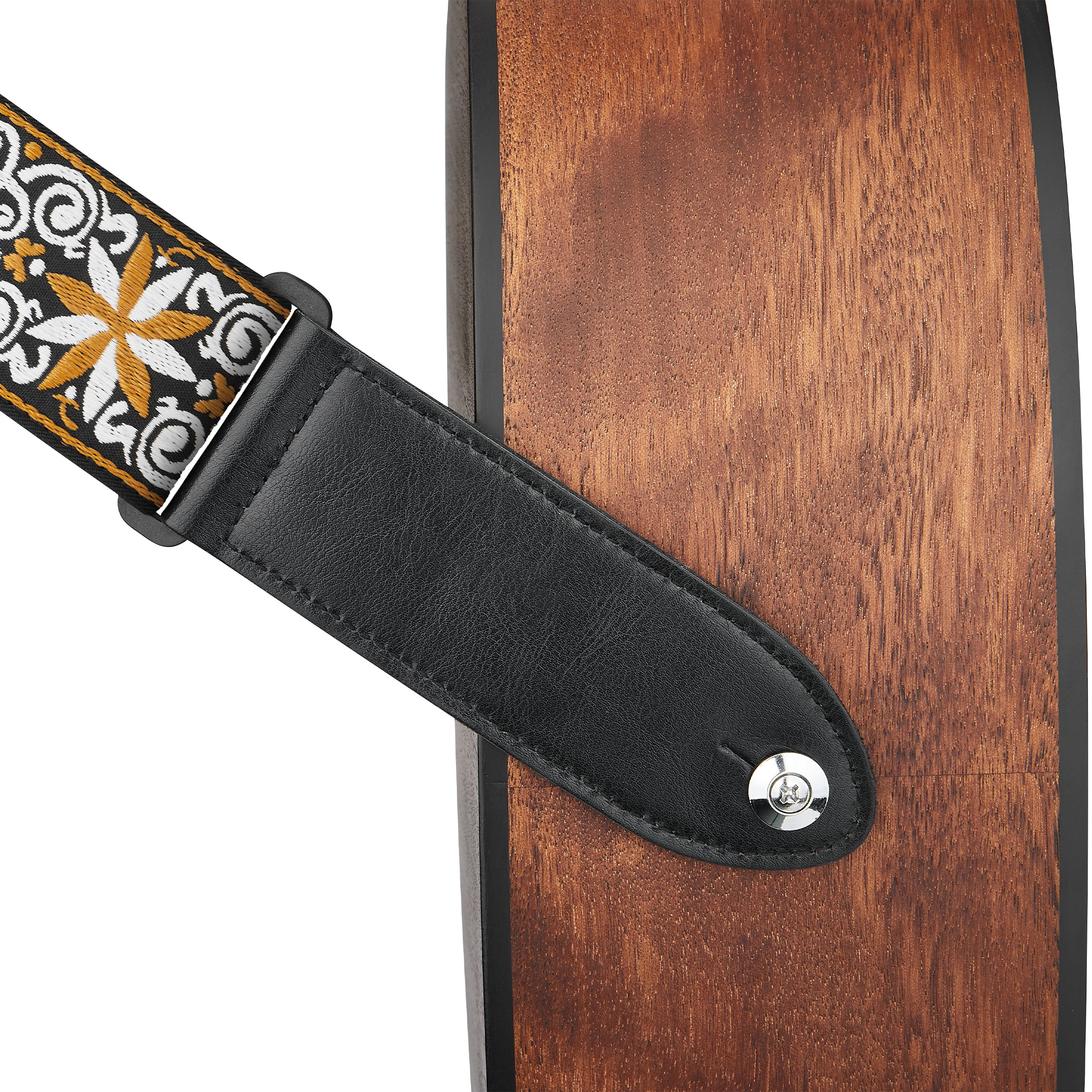 Amumu CO03EYL Hootenanny Embroidery Guitar Strap Yellow Cotton