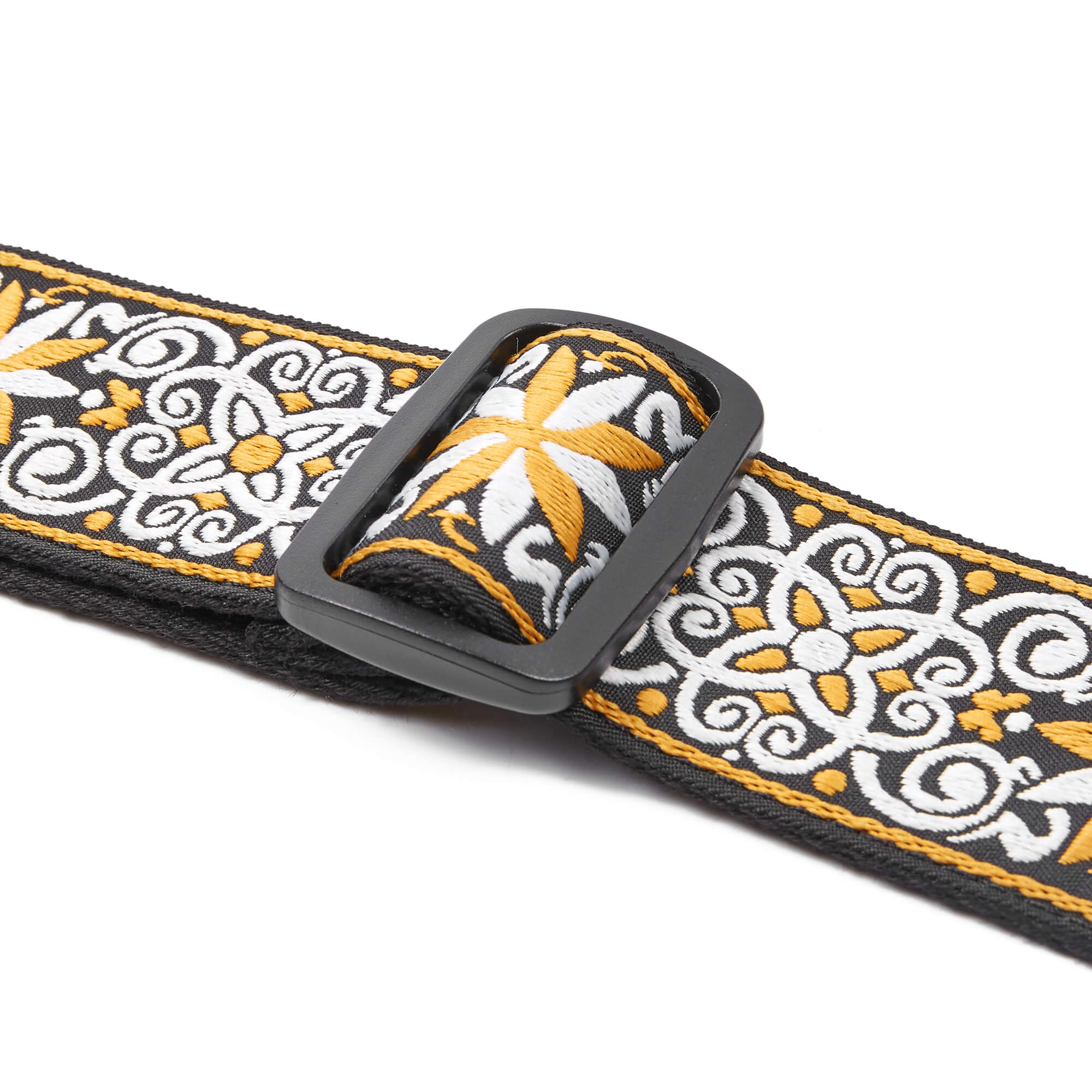 Amumu CO03EYL Hootenanny Embroidery Guitar Strap Yellow Cotton