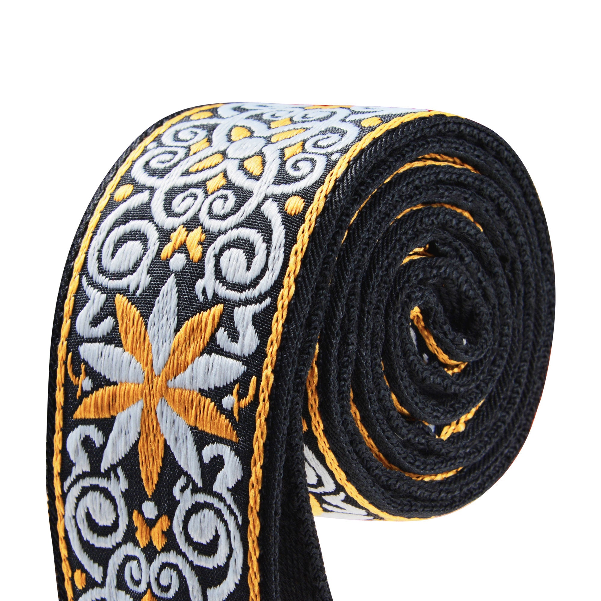 Amumu CO03EYL Hootenanny Embroidery Guitar Strap Yellow Cotton