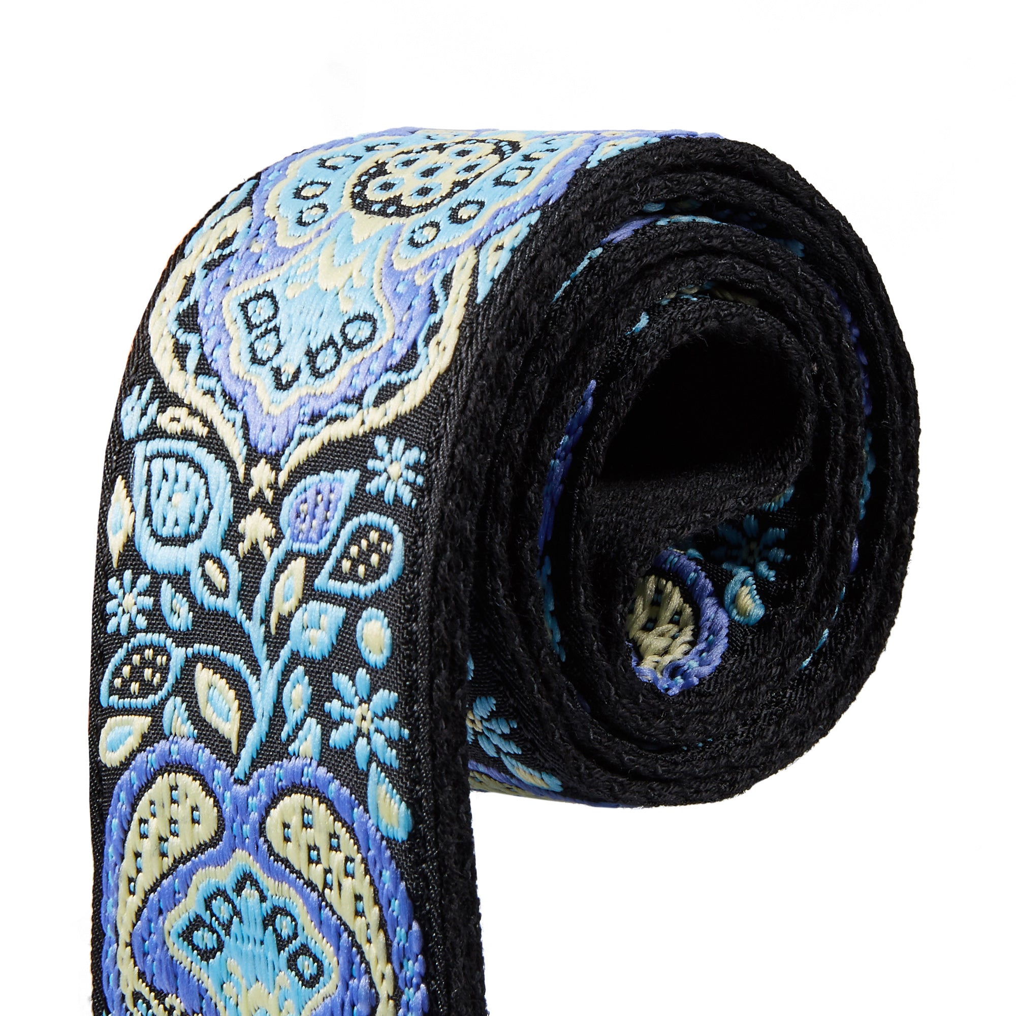 Amumu CO04EBL Hootenanny Embroidery Guitar Strap Blue Cotton