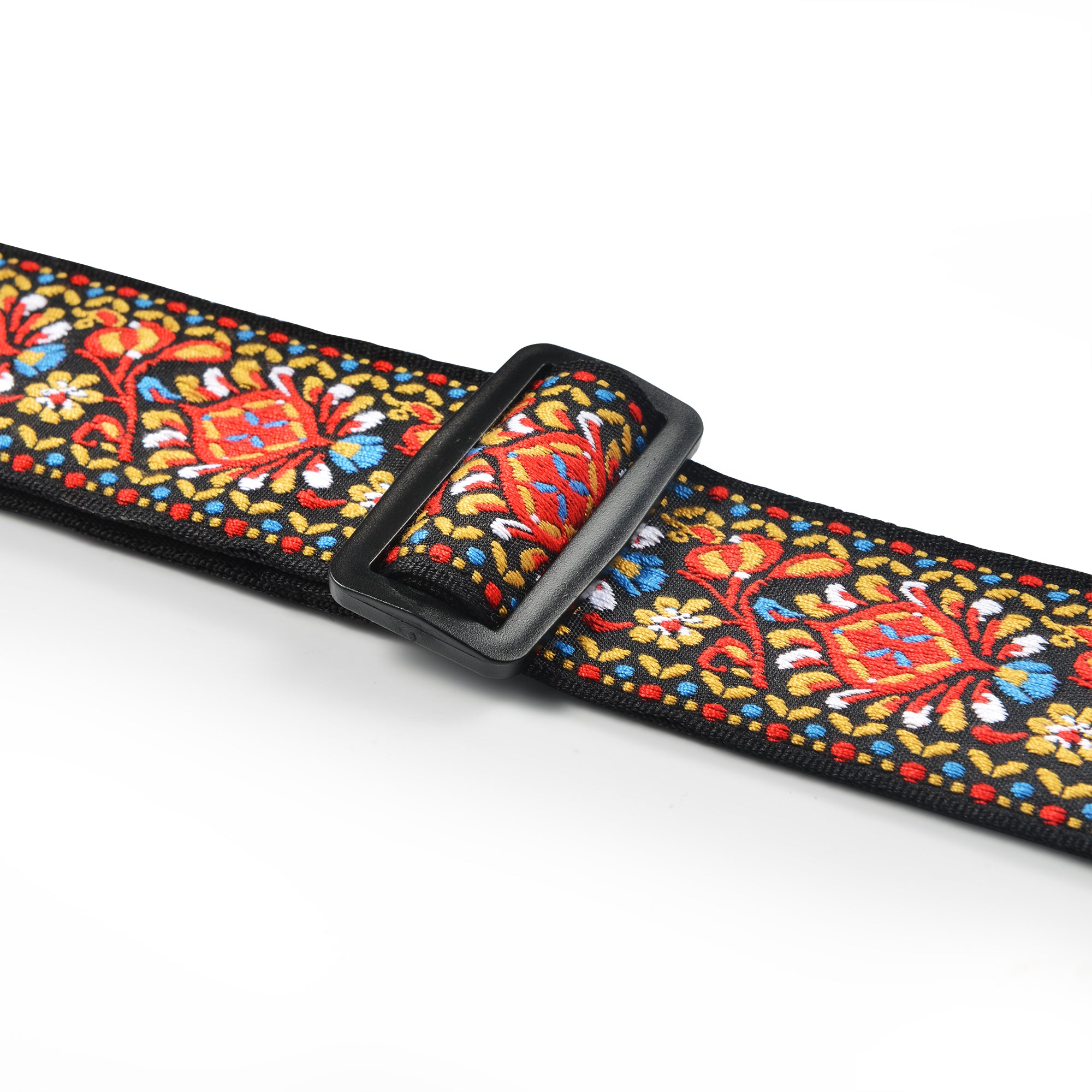 Amumu CO11JRD Vintage Embroidery Guitar Strap Red Cotton