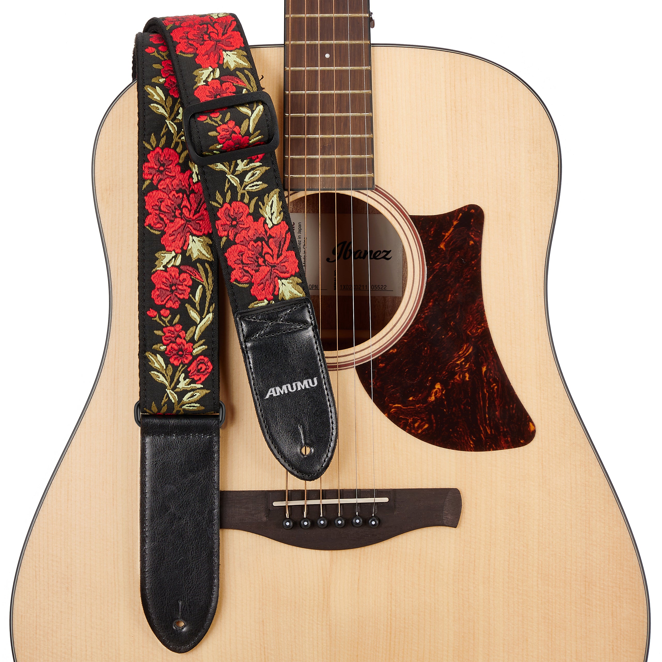 Amumu CO22JRD Rose Flower Guitar Strap