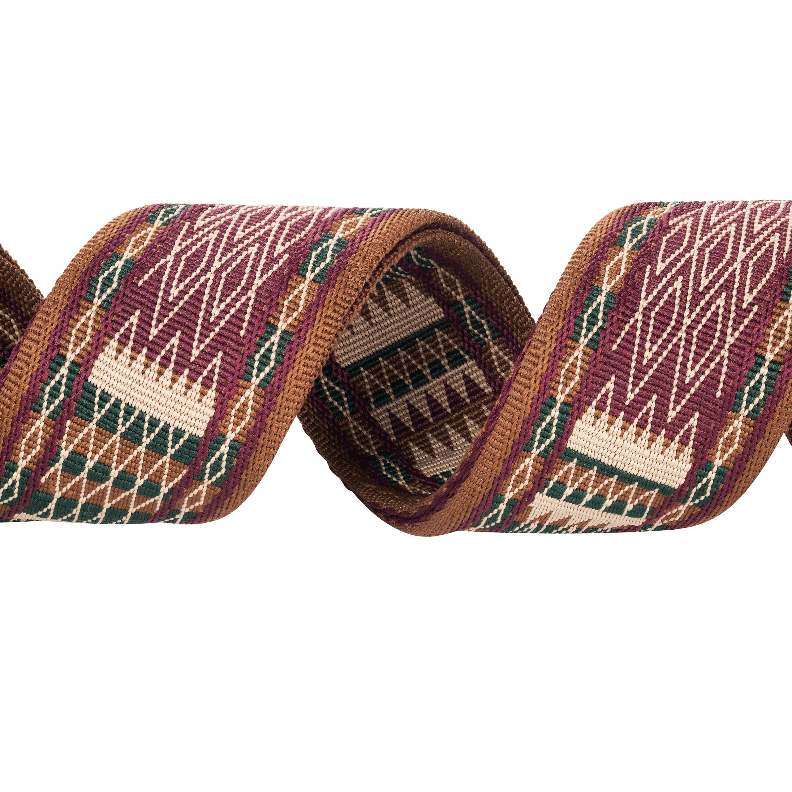 Amumu CO32J Guitar Strap Brown Diamond Grill Retro Chevron Polyester Woven for Acoustic Electric Bass Guitars with Genuine Leather Ends