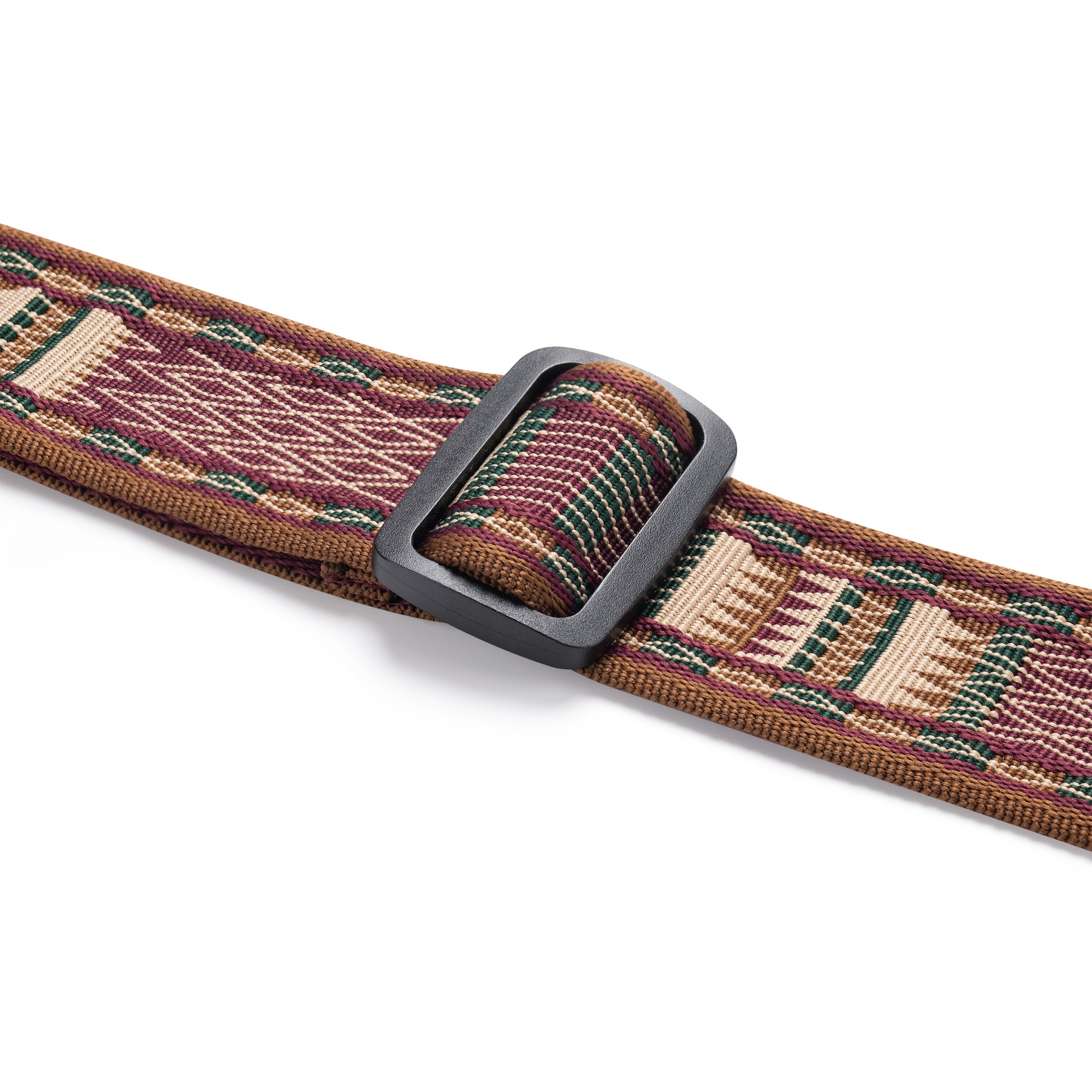 Amumu CO32J Guitar Strap Brown Diamond Grill Retro Chevron Polyester Woven for Acoustic Electric Bass Guitars with Genuine Leather Ends
