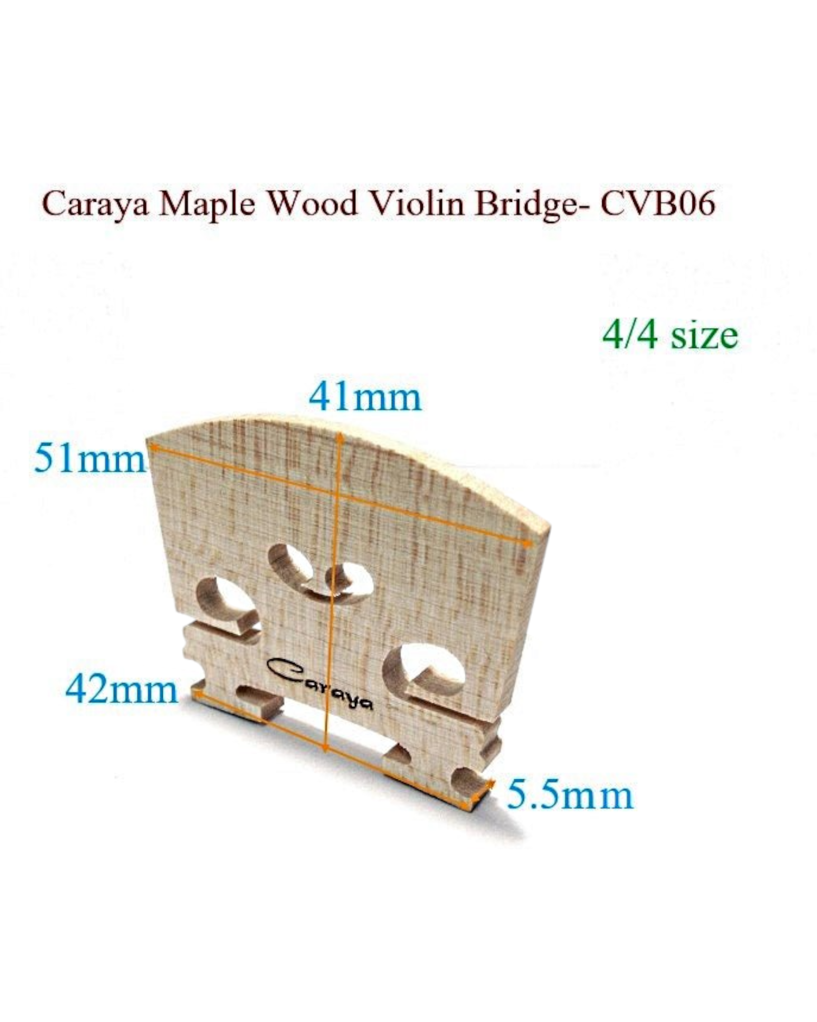 Caraya CVB06 Maple Wood Violin Bridge - 4/4, 3/4, 1/2, 1/4, 1/8, 1/16