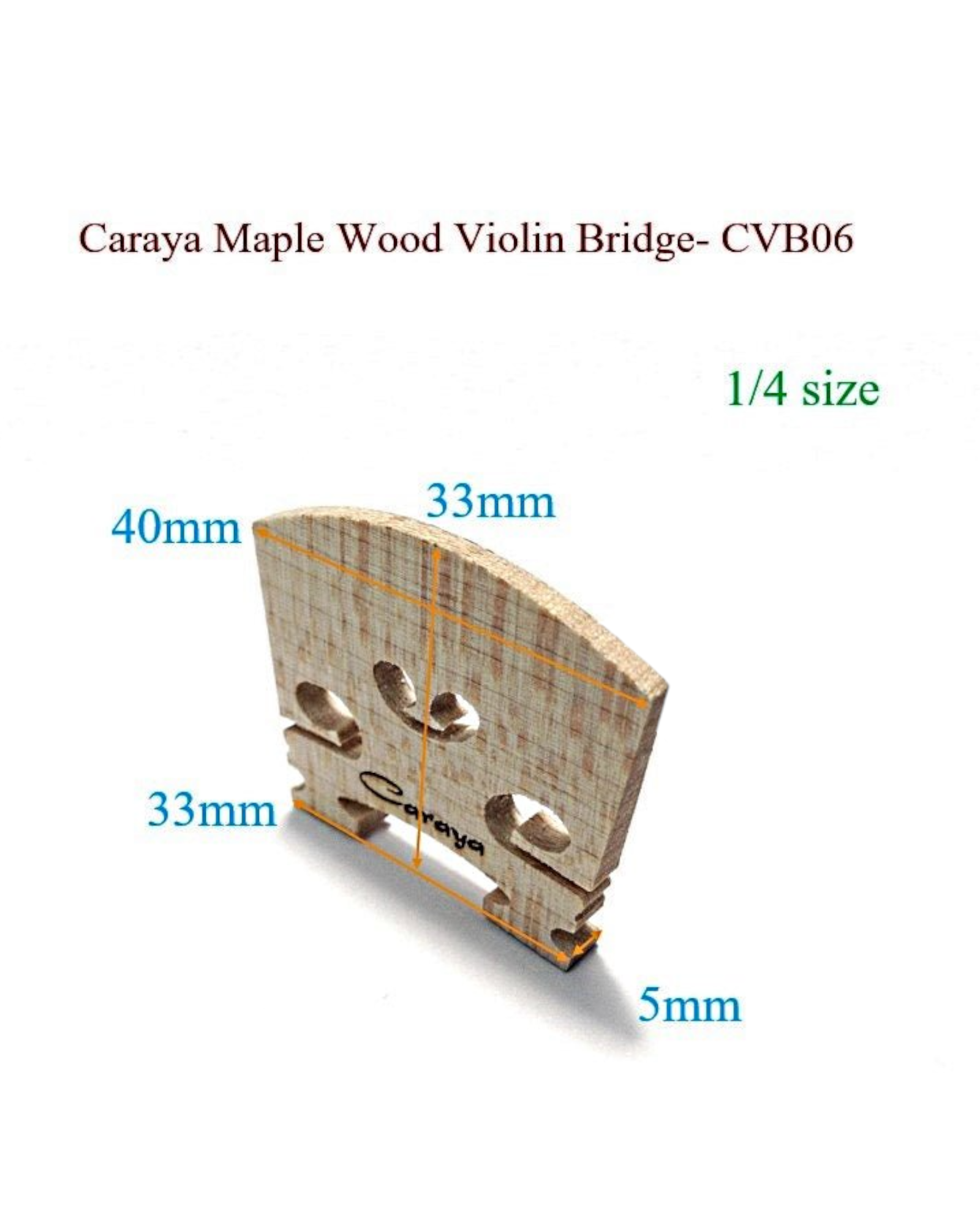 Caraya CVB06 Maple Wood Violin Bridge - 4/4, 3/4, 1/2, 1/4, 1/8, 1/16