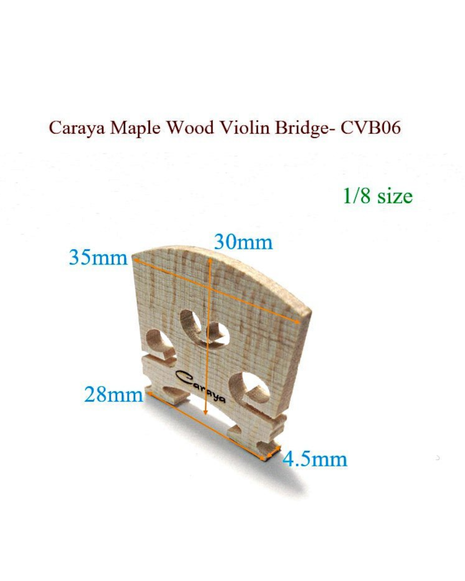 Caraya CVB06 Maple Wood Violin Bridge - 4/4, 3/4, 1/2, 1/4, 1/8, 1/16
