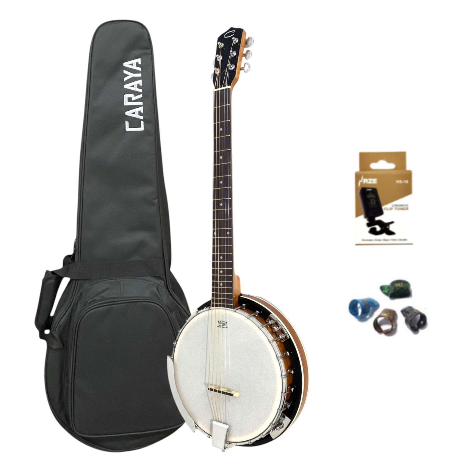 Caraya 6-String Mahogany Body Resonator Banjo - Natural BJ006