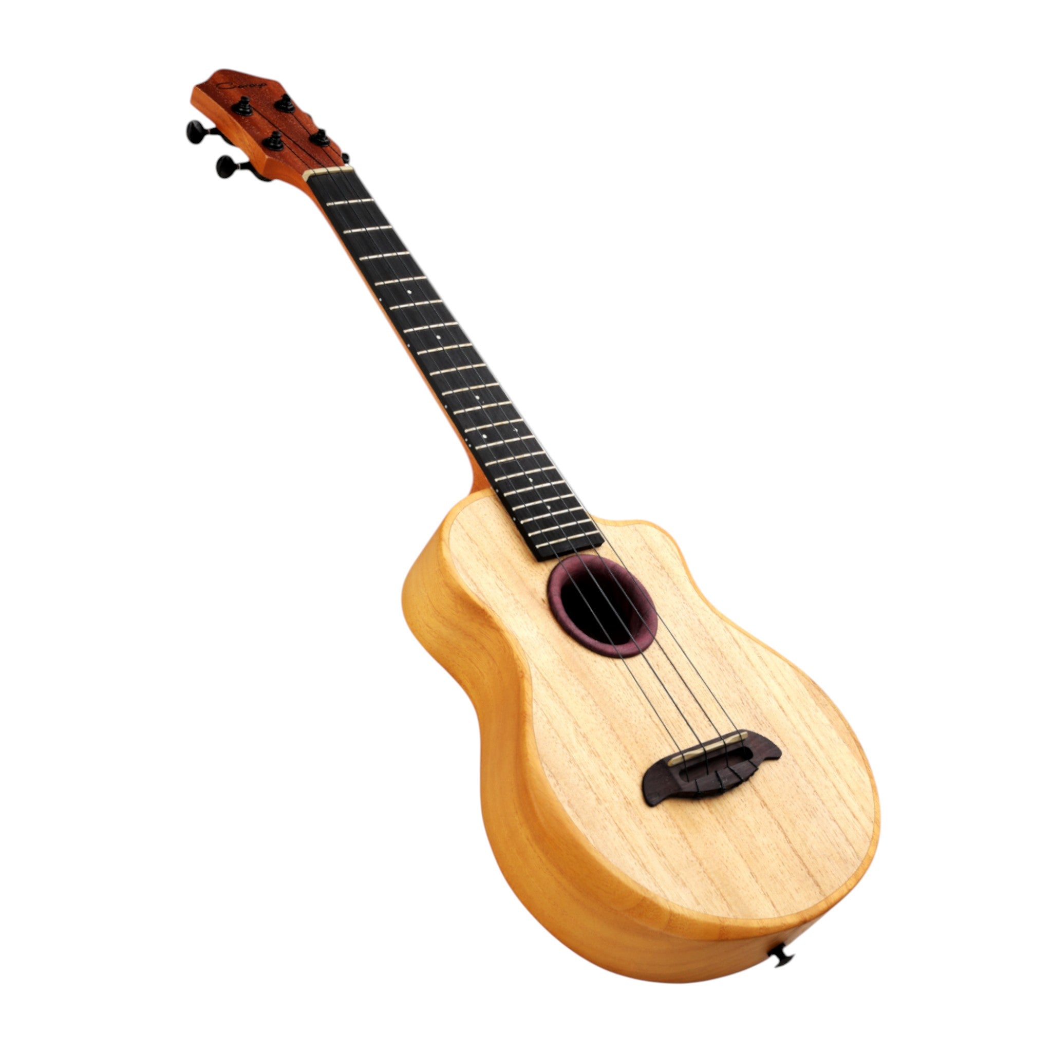 Caraya Solid Carved Paulownia Body Tenor Ukulele w/ Purpleheart Waterfall Soundhole - GAT50 + Stand