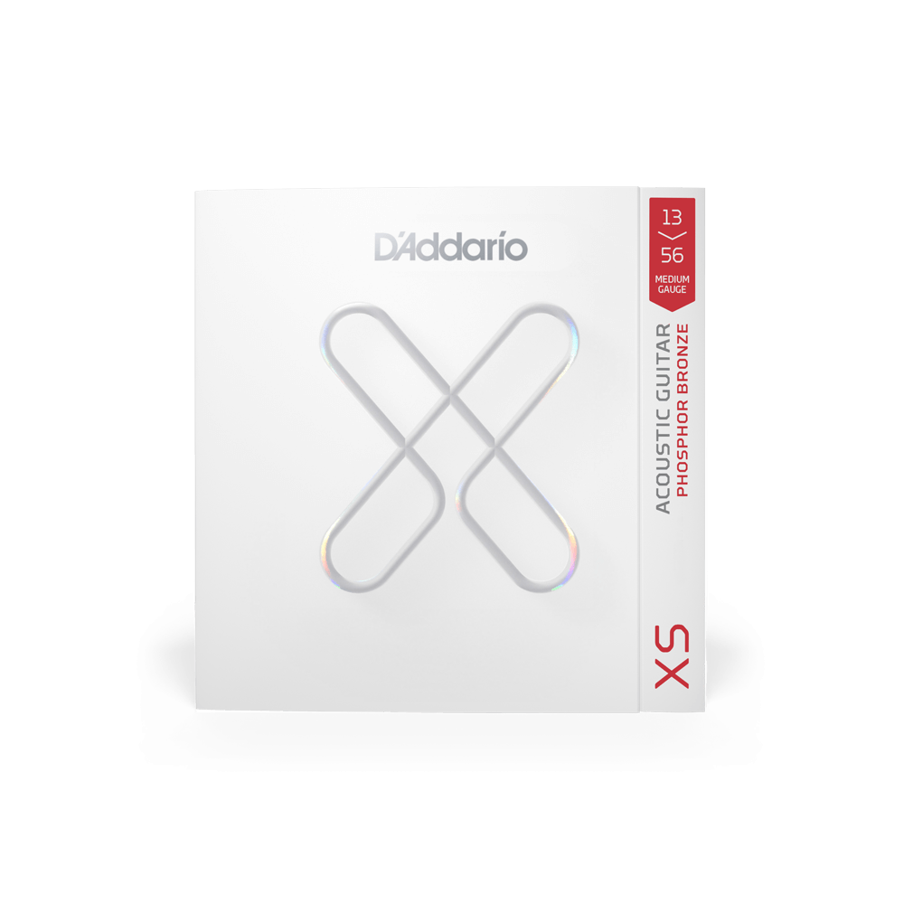 D’Addario 13-56 XS Phosphor Bronze Coated Acoustic Guitar Strings – Medium (.013–.056) (XSAPB1356)