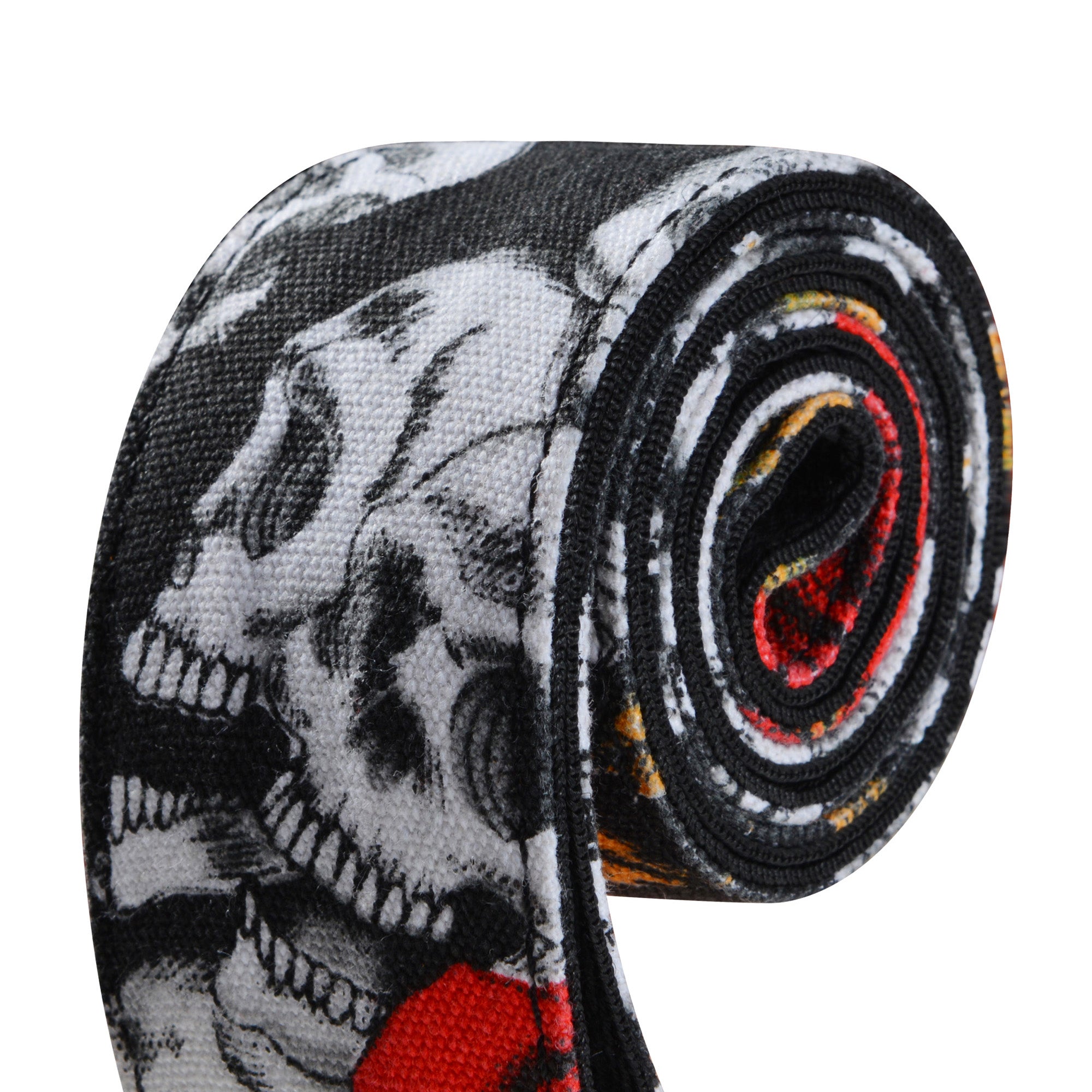 Amumu DN01P Skull Rose Guitar Strap Red Denim for Acoustic/ Electric Guitars, Bass