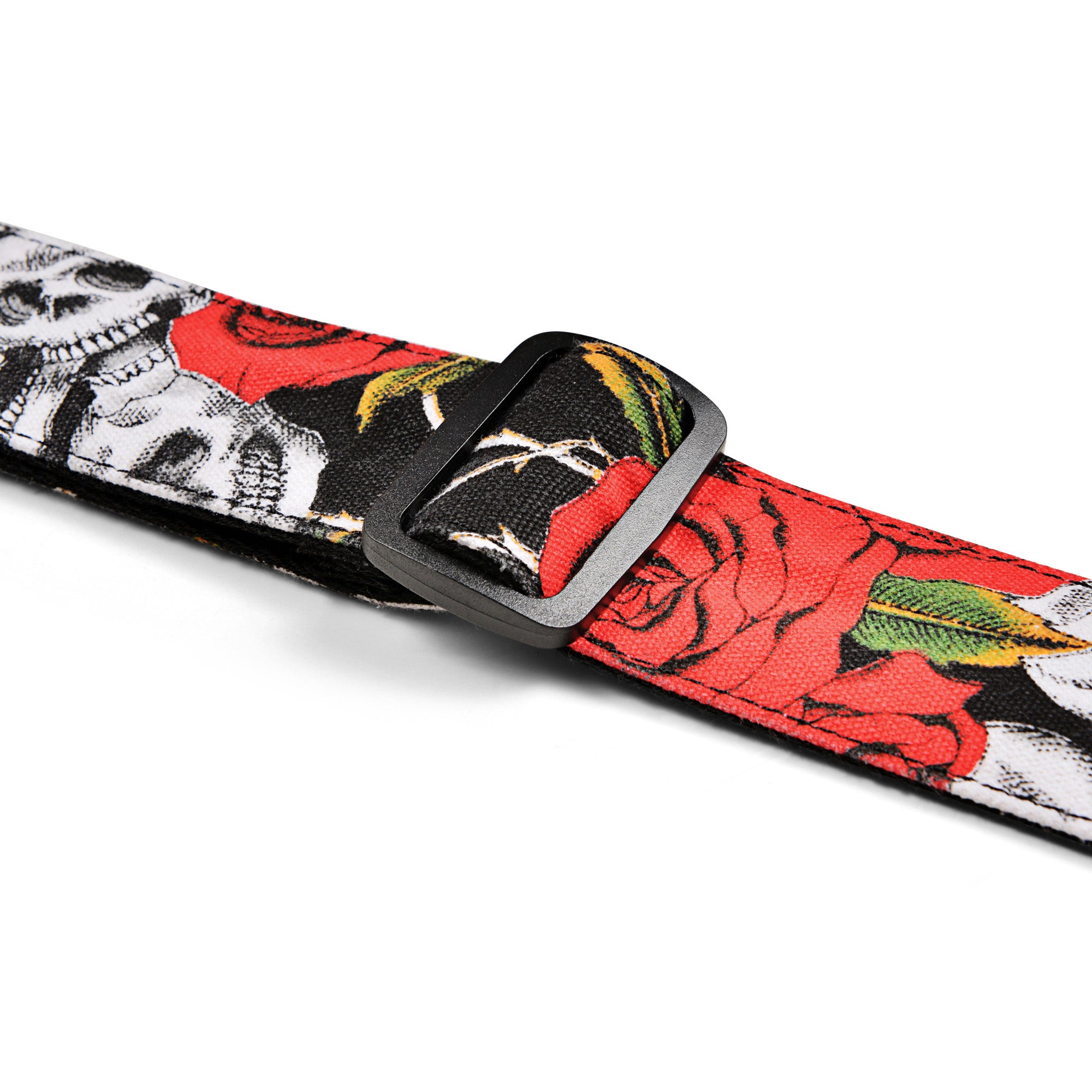 Amumu DN01P Skull Rose Guitar Strap Red Denim for Acoustic/ Electric Guitars, Bass