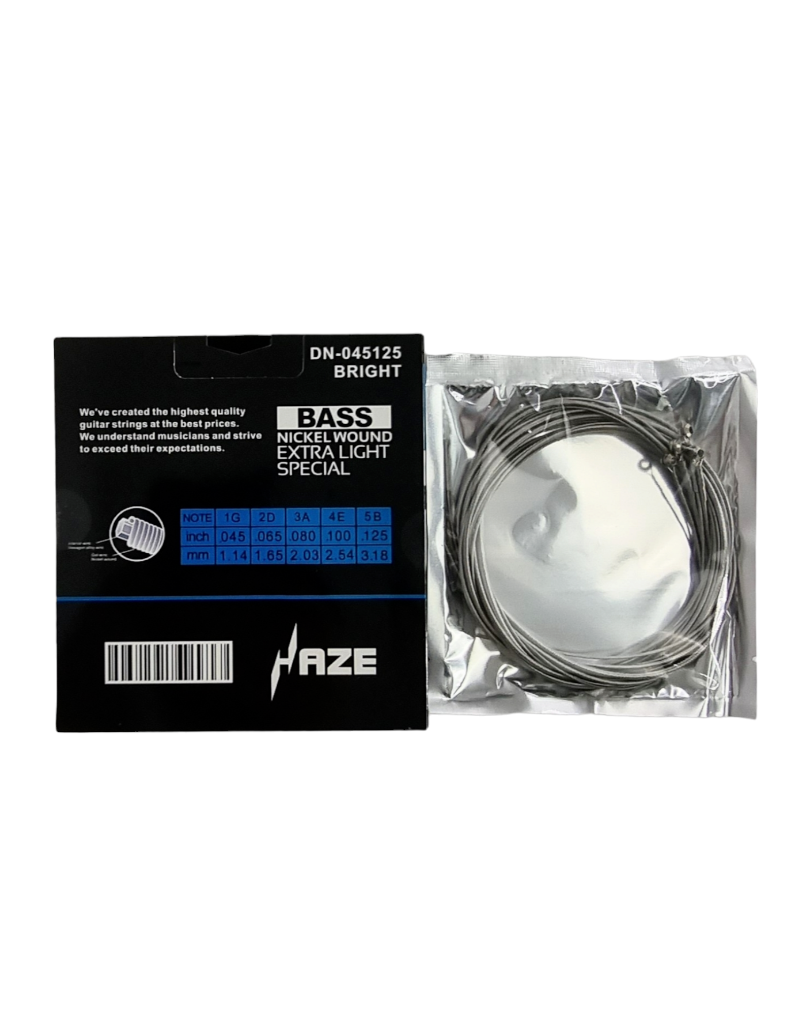 Haze DN0455 Bass Guitar String (Extra Light) – 5 Strings 0.045-0.125