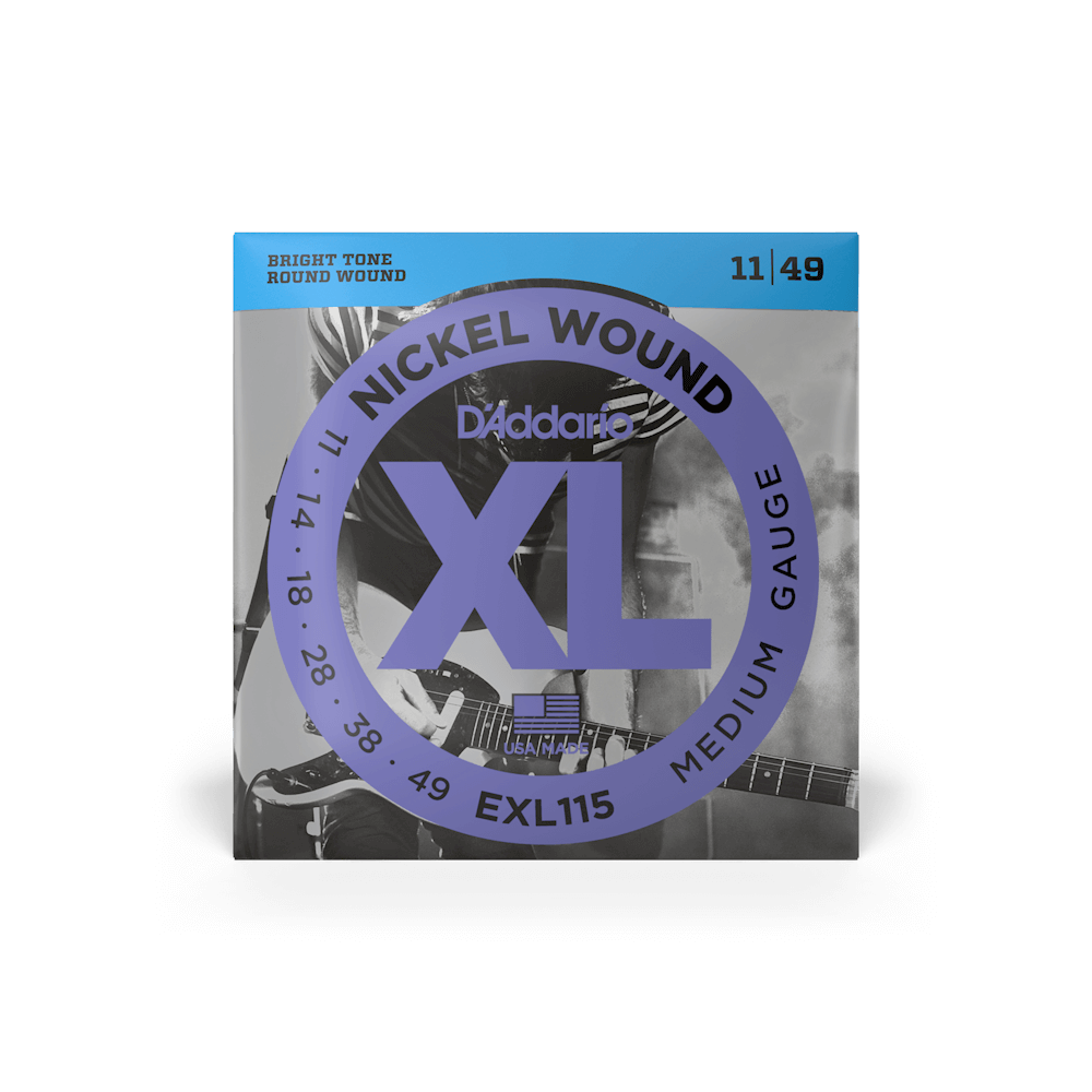 D’Addario 11-49 XL Nickel Electric Guitar Strings – Medium Blues/Jazz-Rock Set (EXL115)