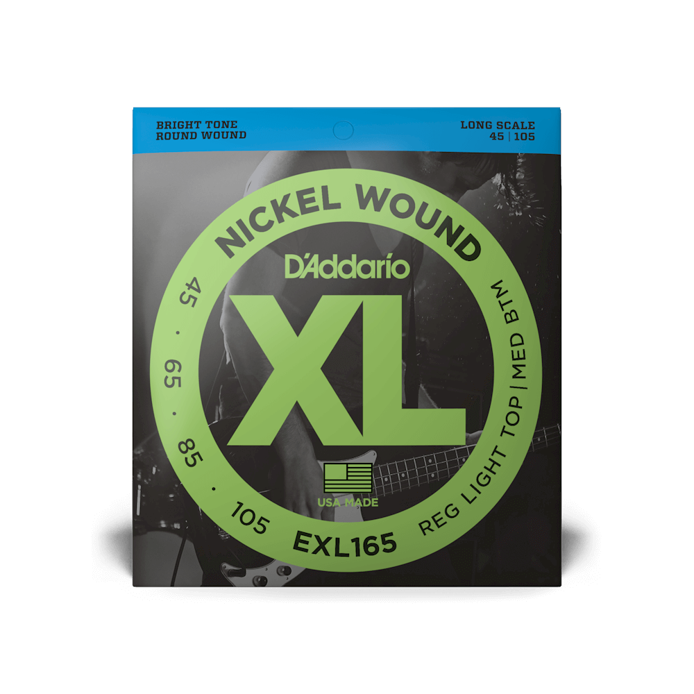 D’Addario 45-105 XL Nickel Bass Strings – Regular Light Top/Medium Bottom, Long Scale (EXL165)
