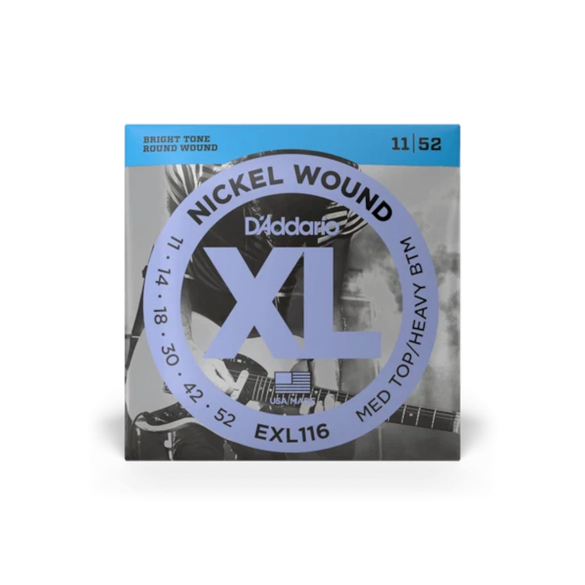 D'Addario 11-52 Nickel Wound Electric Guitar Strings - Medium Top/Heavy Bottom (.011 - .052) (EXL116)