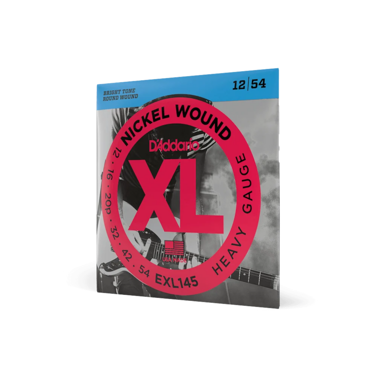 D'Addario 12-54 XL Nickel Wound Electric Guitar Strings - Heavy Plain 3rd (.012 - .054) (EXL145)