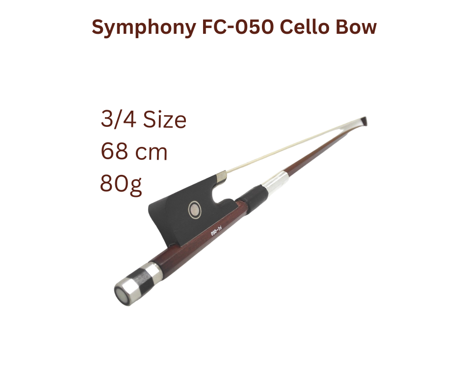 Symphony FC050 3/4 Size Cello Bow, Brazil-wood, Octagonal Stick, Real Horse Hair