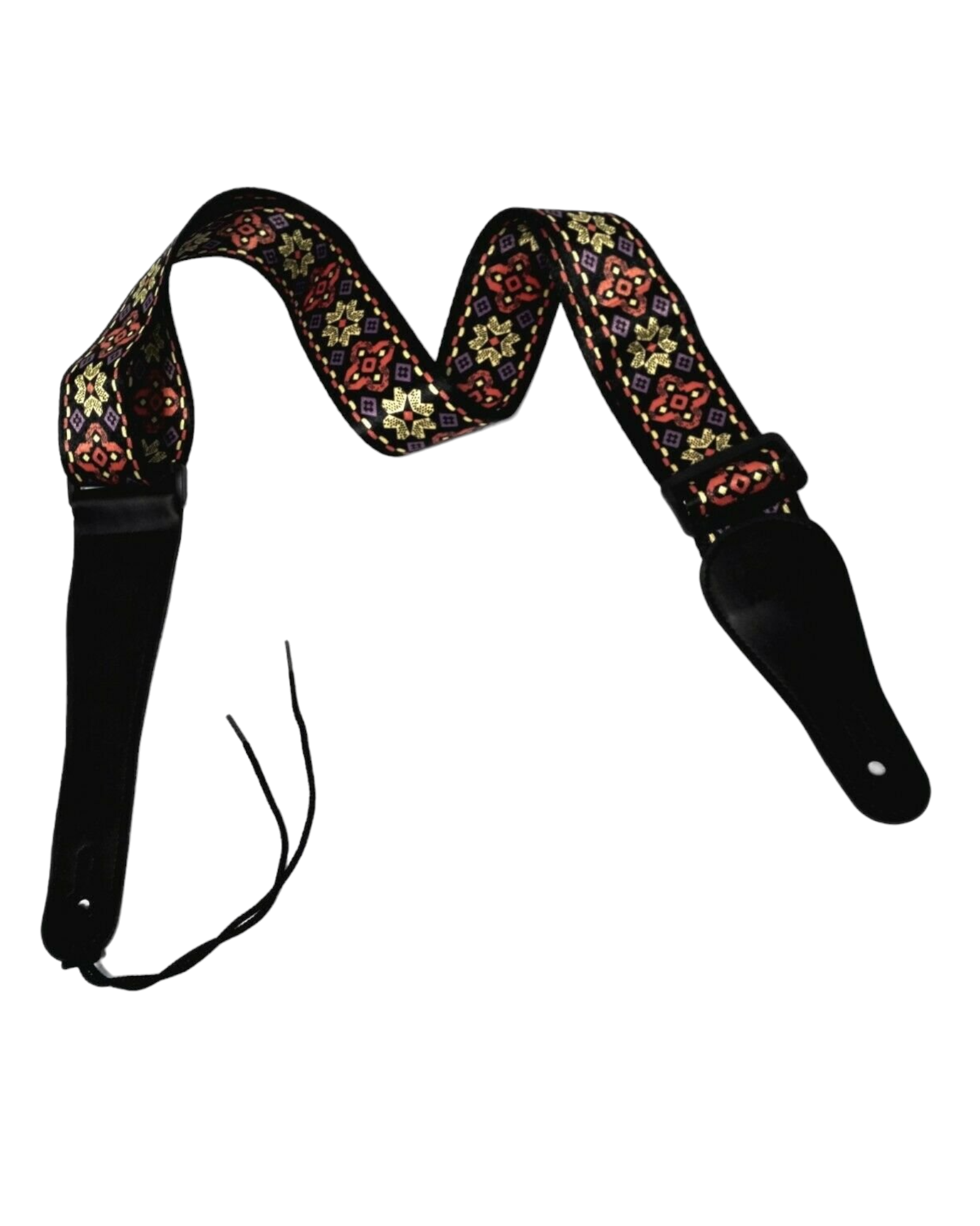 Long PU Leather End Guitar Strap,Length Adjustable 103~170cm. "Flowers", GSFLOWR