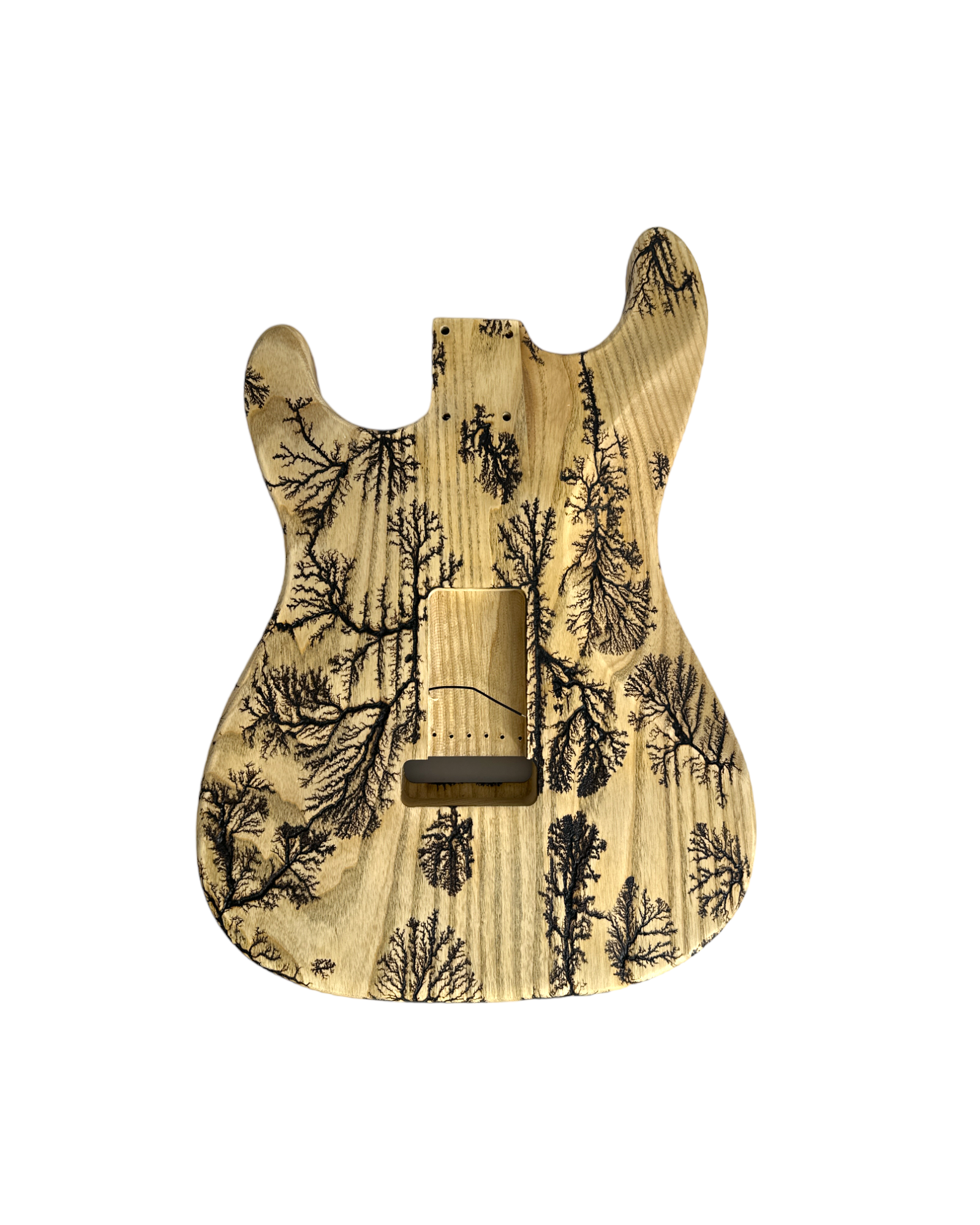 HDE200FLASHDIY Fractal Burning Solid Ash Body Electric Guitar DIY Kit, SSS, No-Soldering