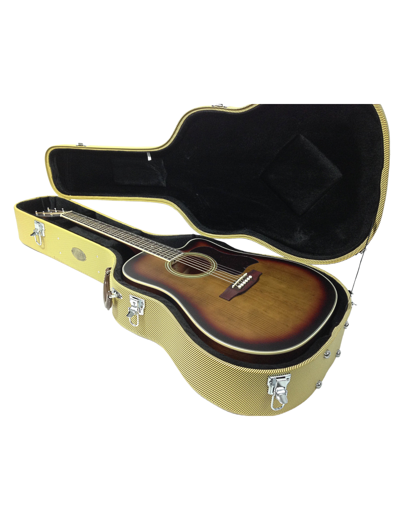 Haze 20DAT Dreadnought Acoustic Hard Case - Lockable, Yellow Twilling