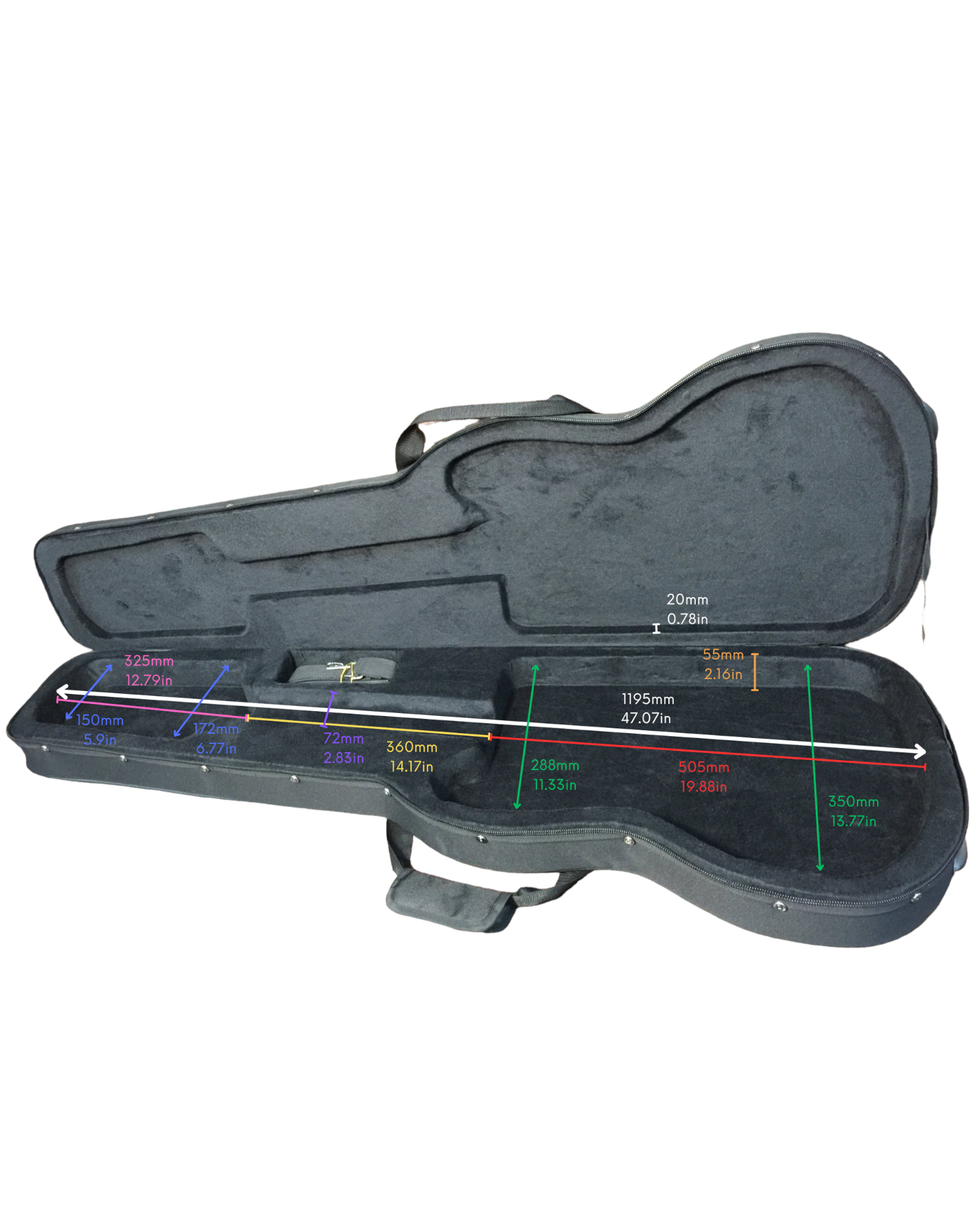 Haze E10B Ultra-Lightweight Electric Bass Guitar Hard Foam Case - Double Straps, Black