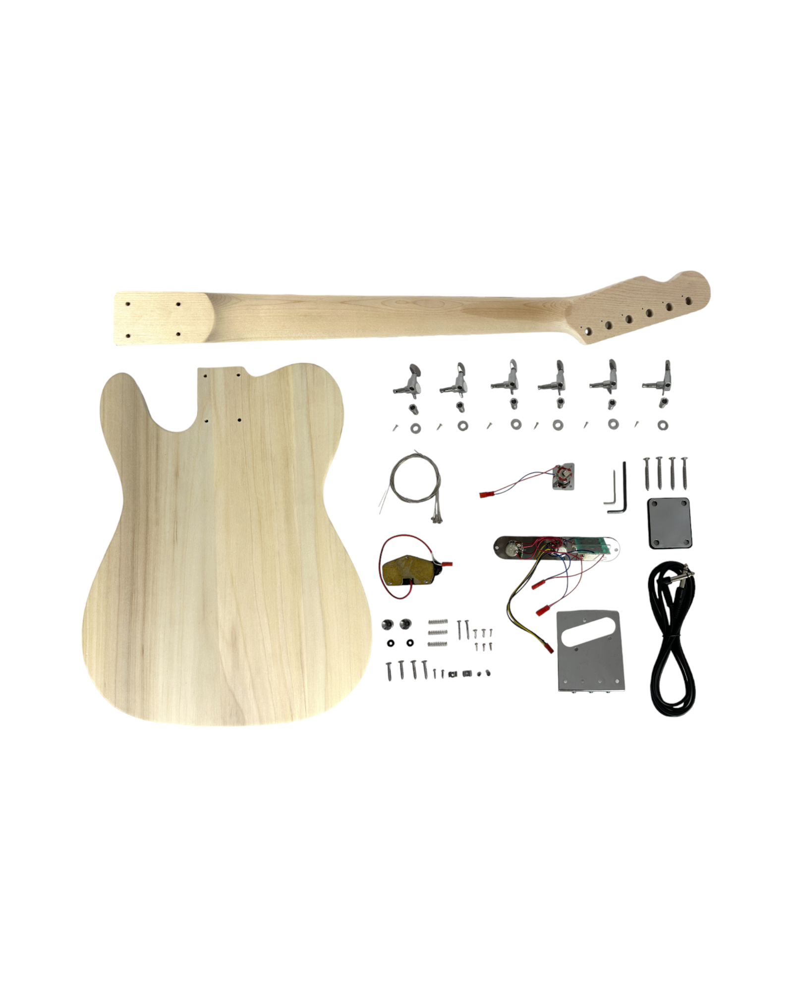 HSTL19100BNADIY Solid Basswood Body Quilted Natural Maple TL Style Electric Guitar DIY Kit, No-Soldering, S-S