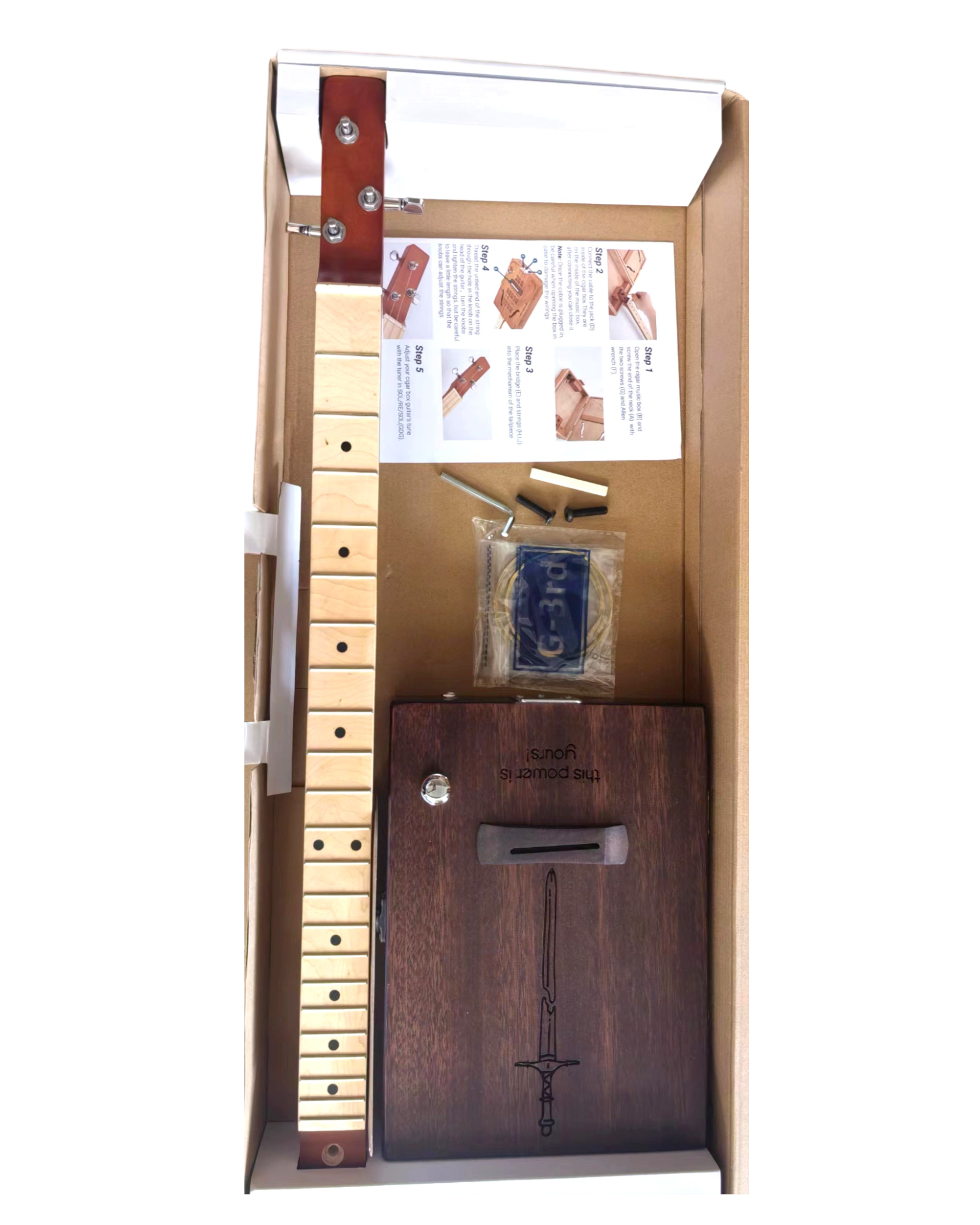 Haze "Power" Mahogany Cigar Box Guitar DIY Kit - HX52