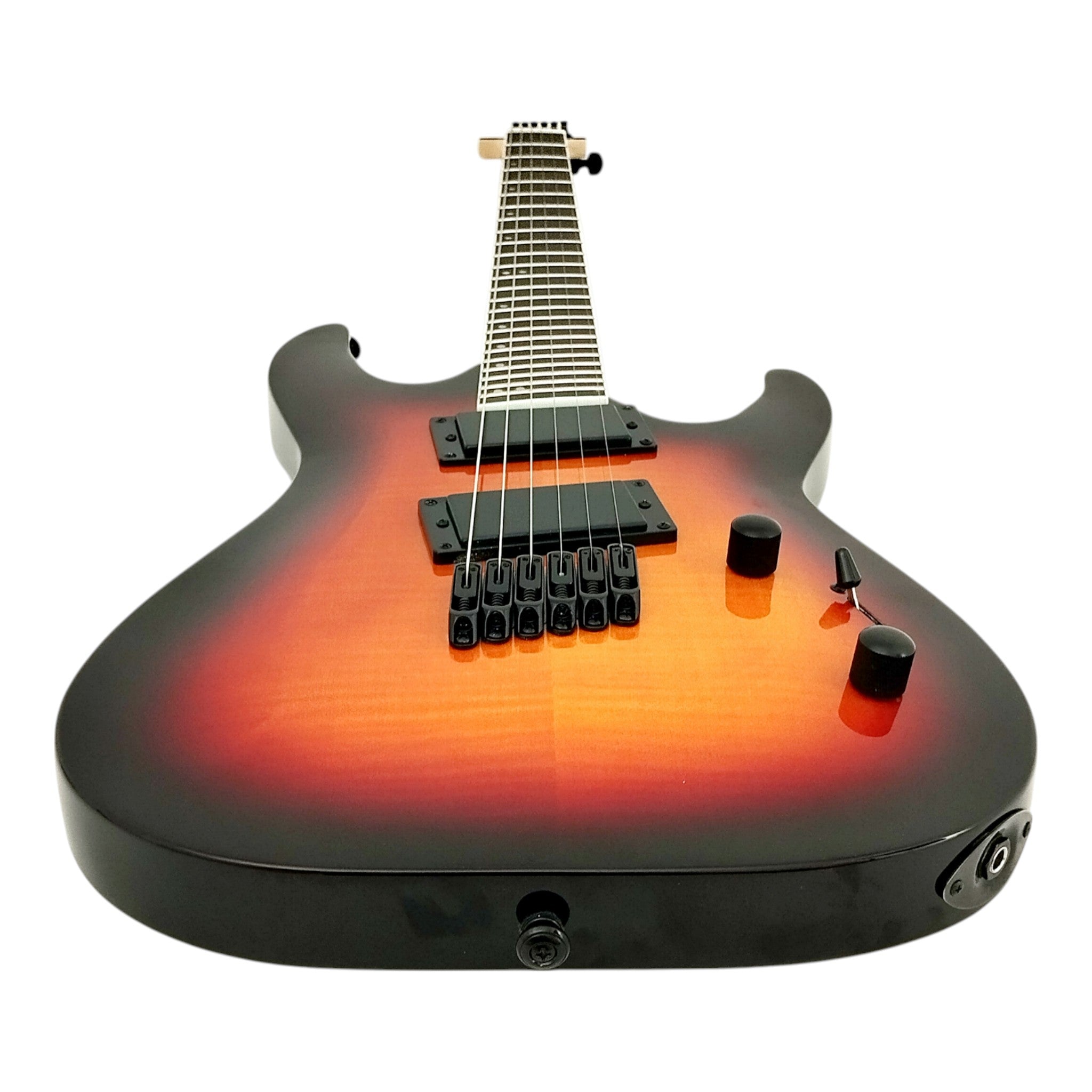 Haze 6FF Vintageburst 6-String Fanned Fret Electric Guitar with Active Humbuckers