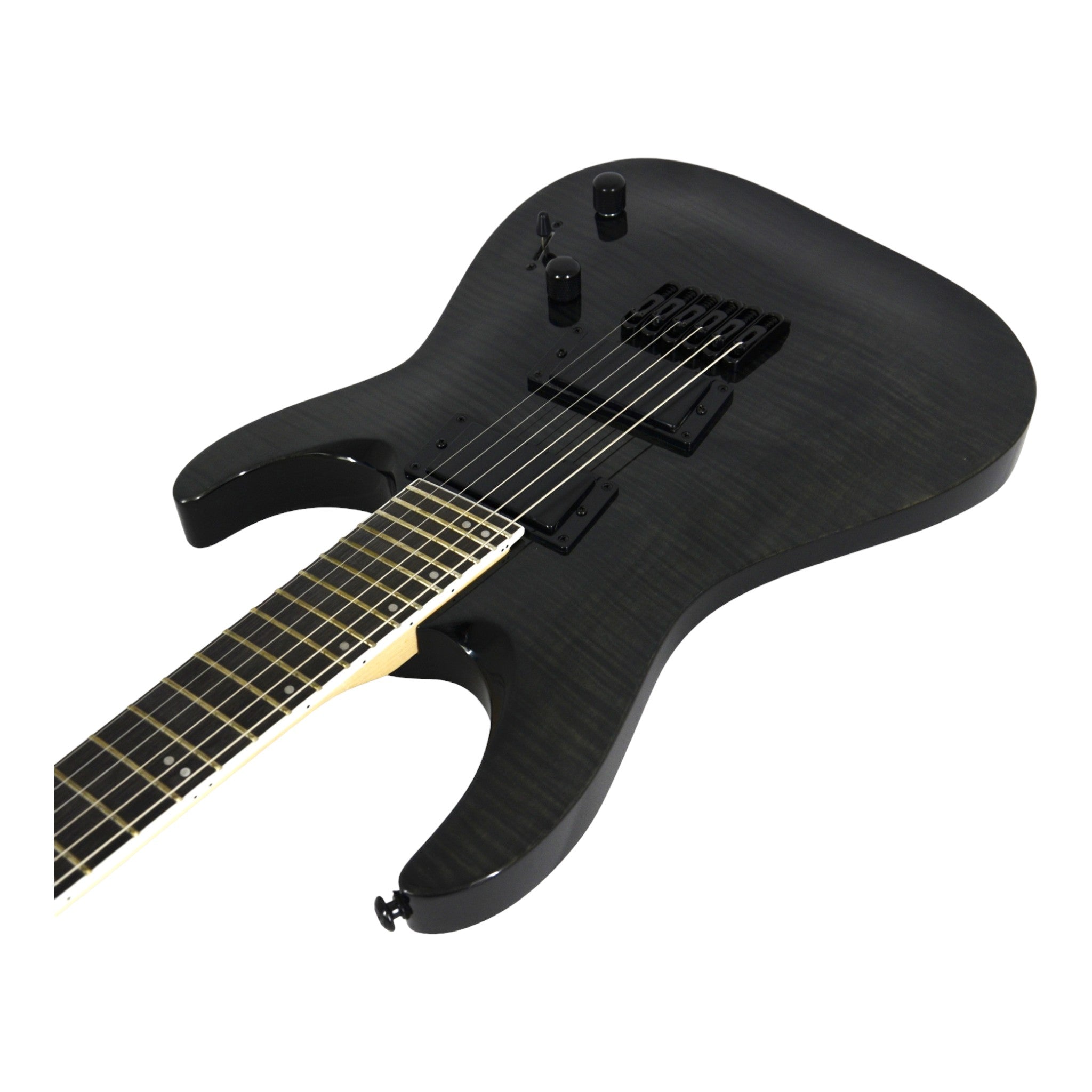 Haze 6FF Black 6-String Fanned Fret Electric Guitar with Active Humbuckers