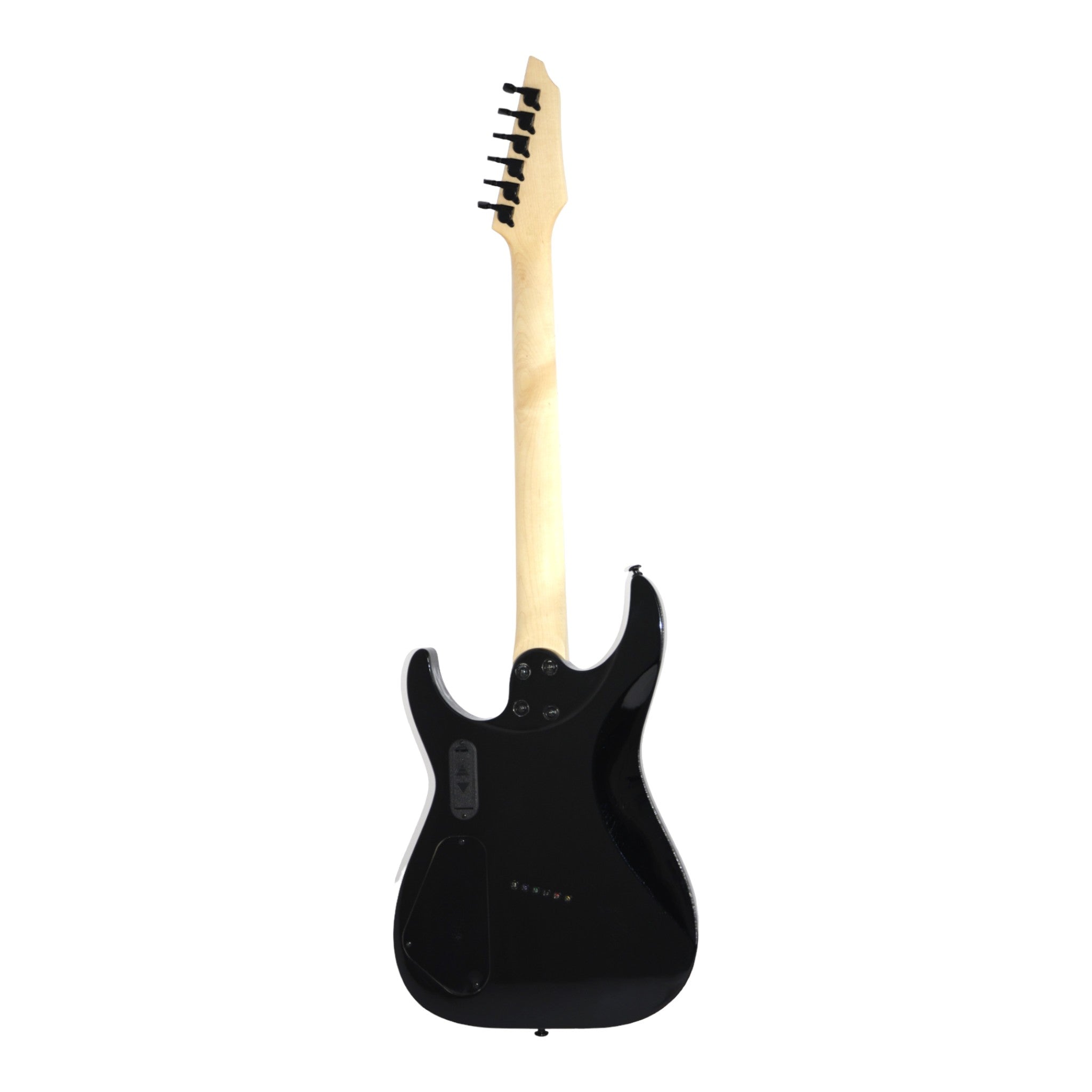 Haze 6FF Black 6-String Fanned Fret Electric Guitar with Active Humbuckers