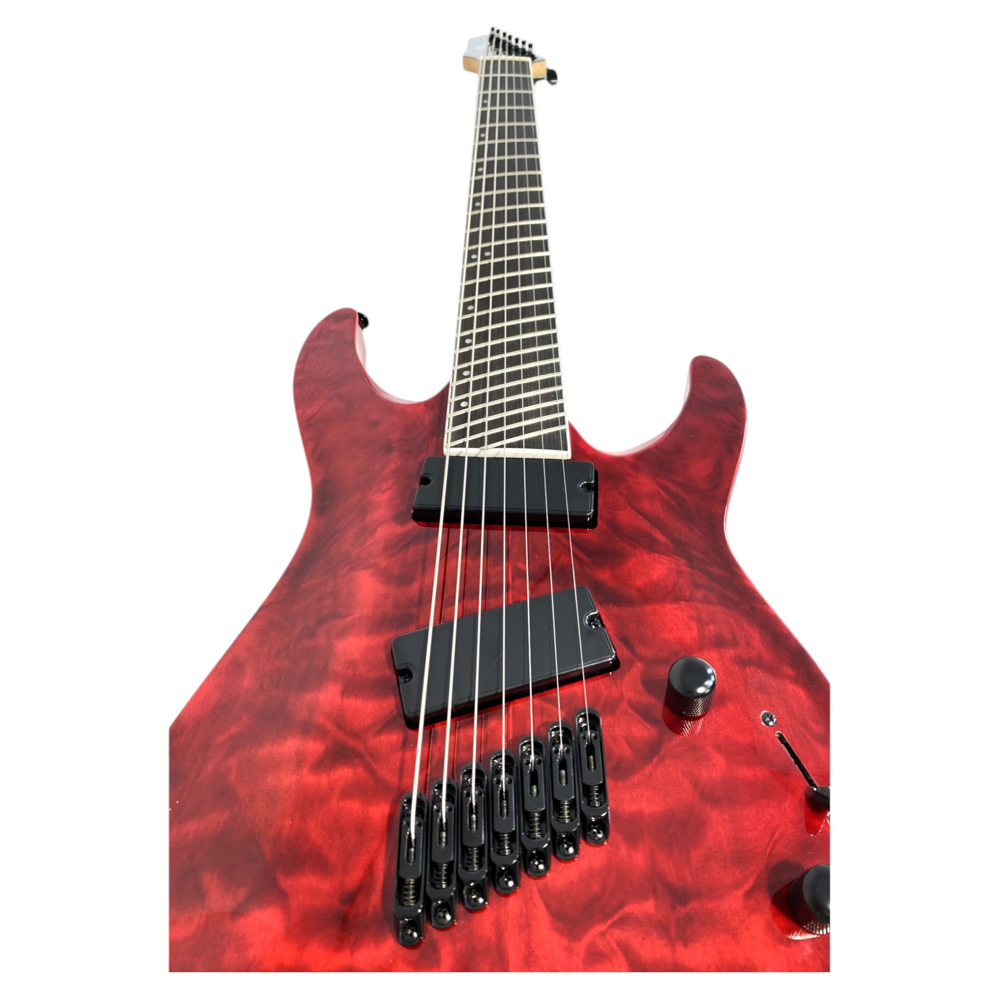 Haze 7FF Dark Cherry 7-String Fanned Fret Electric Guitar with Active Humbuckers