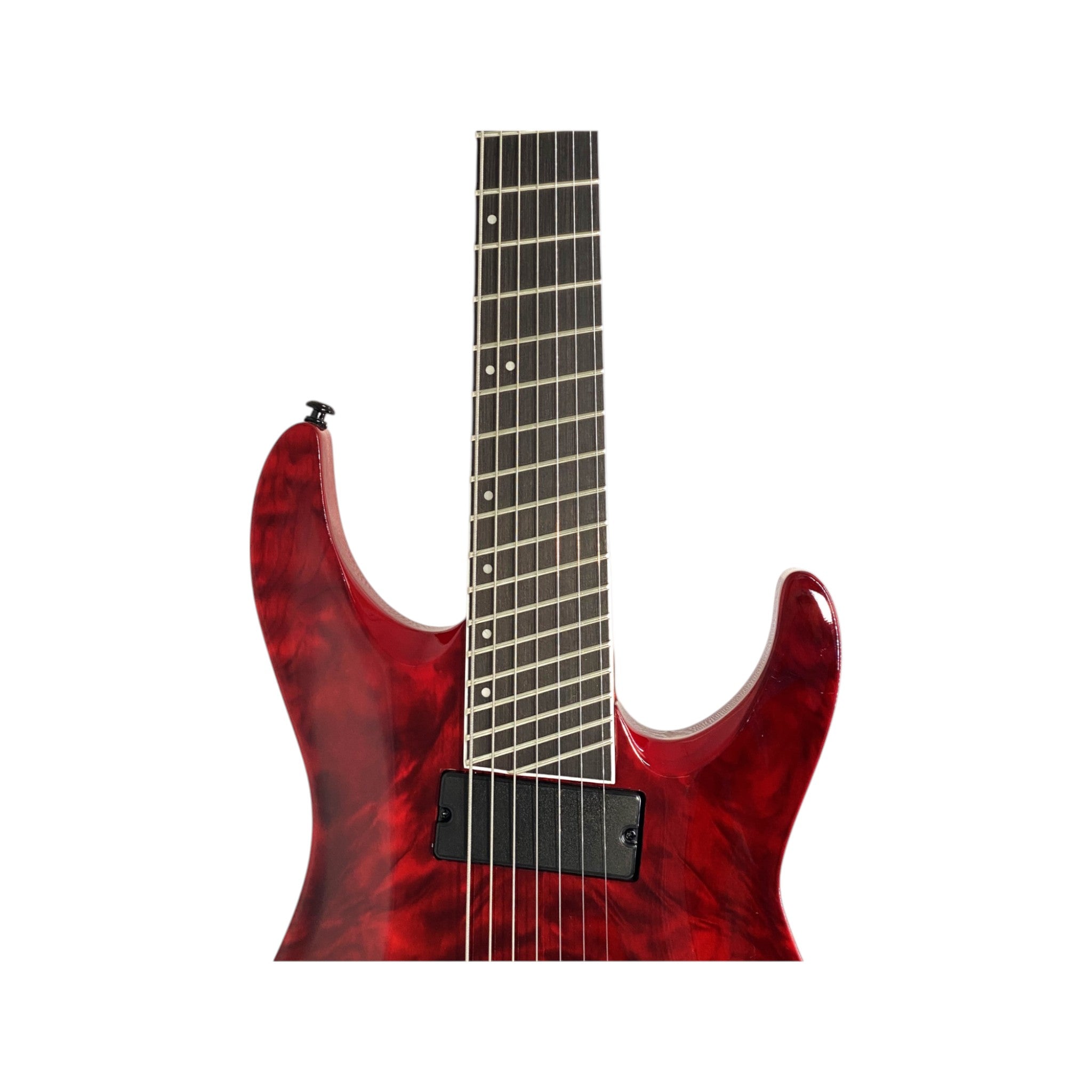 Haze 7FF Dark Cherry 7-String Fanned Fret Electric Guitar with Active Humbuckers