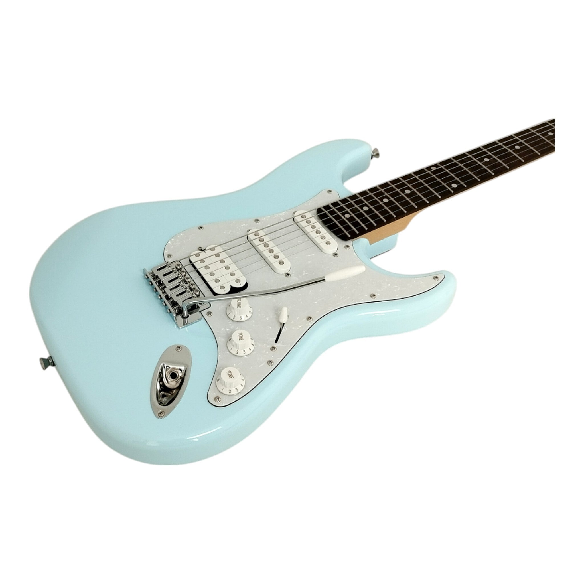 Haze E211 Sonic Blue HST Electric Guitar with Accessories + 10W Amp (Optional)