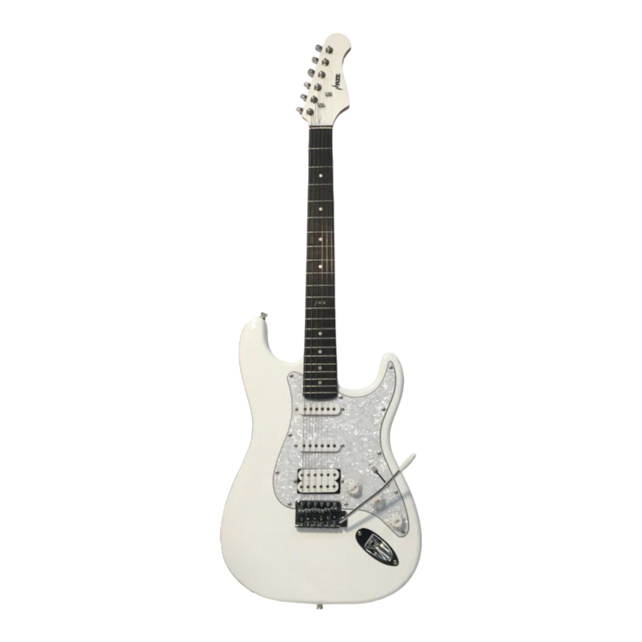 Haze E211 Arctic White HST Electric Guitar with Accessories + 10W Amp. (Optional)