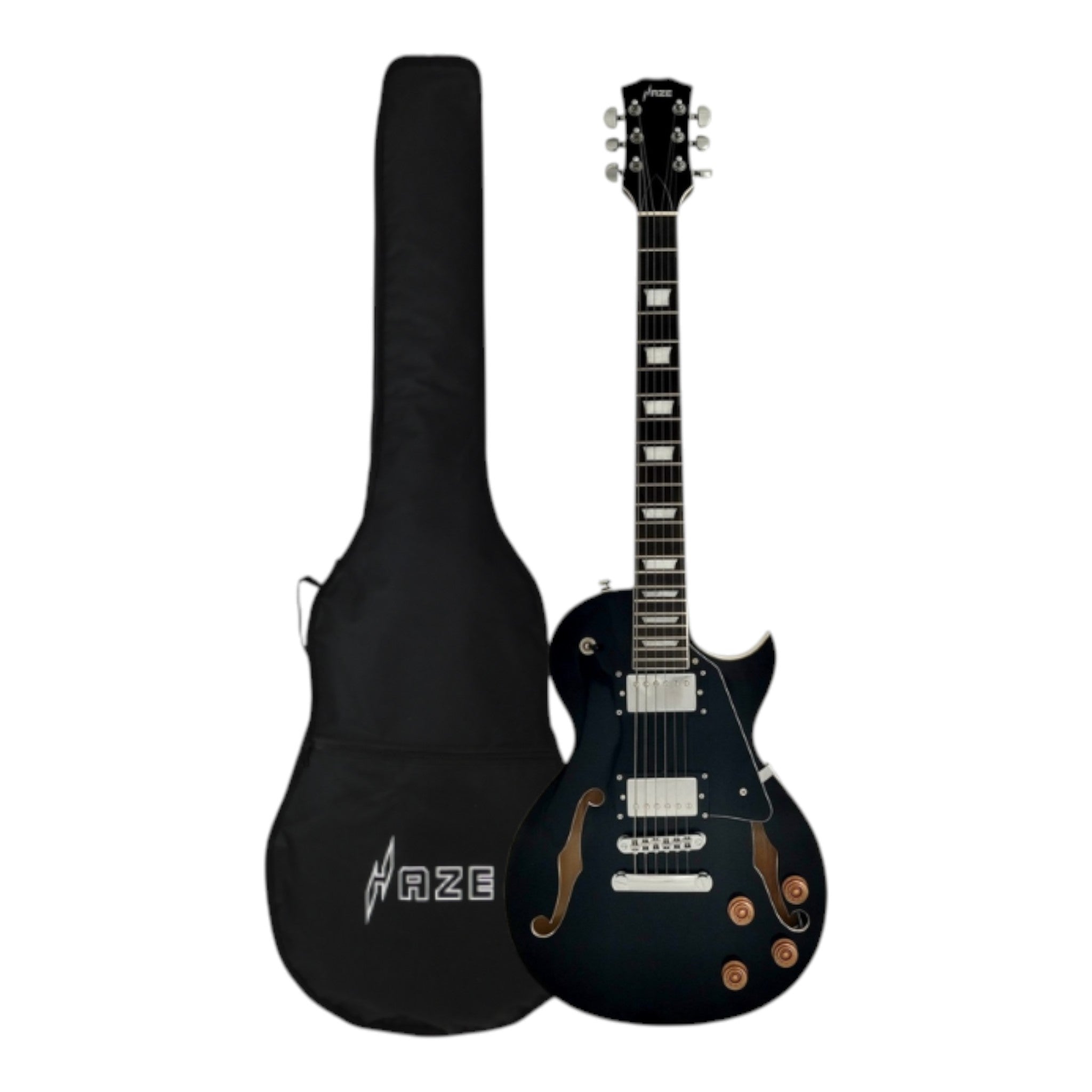Haze E239 Black Semi-Hollow Electric Guitar with Dual Humbuckers